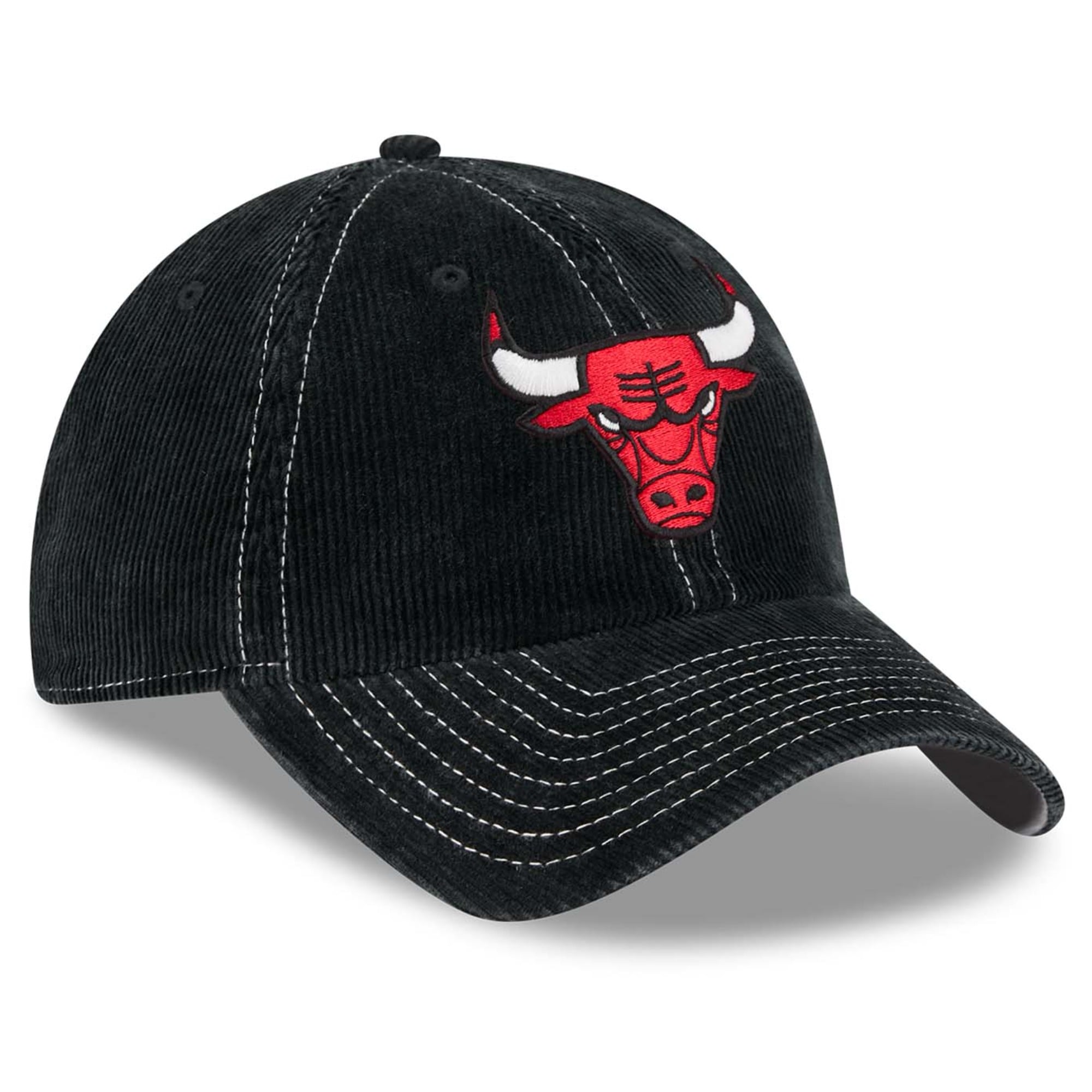 Casquette New Era noire pour homme, Chicago Bulls, en velours côtelé, style classique décontracté et ajustable