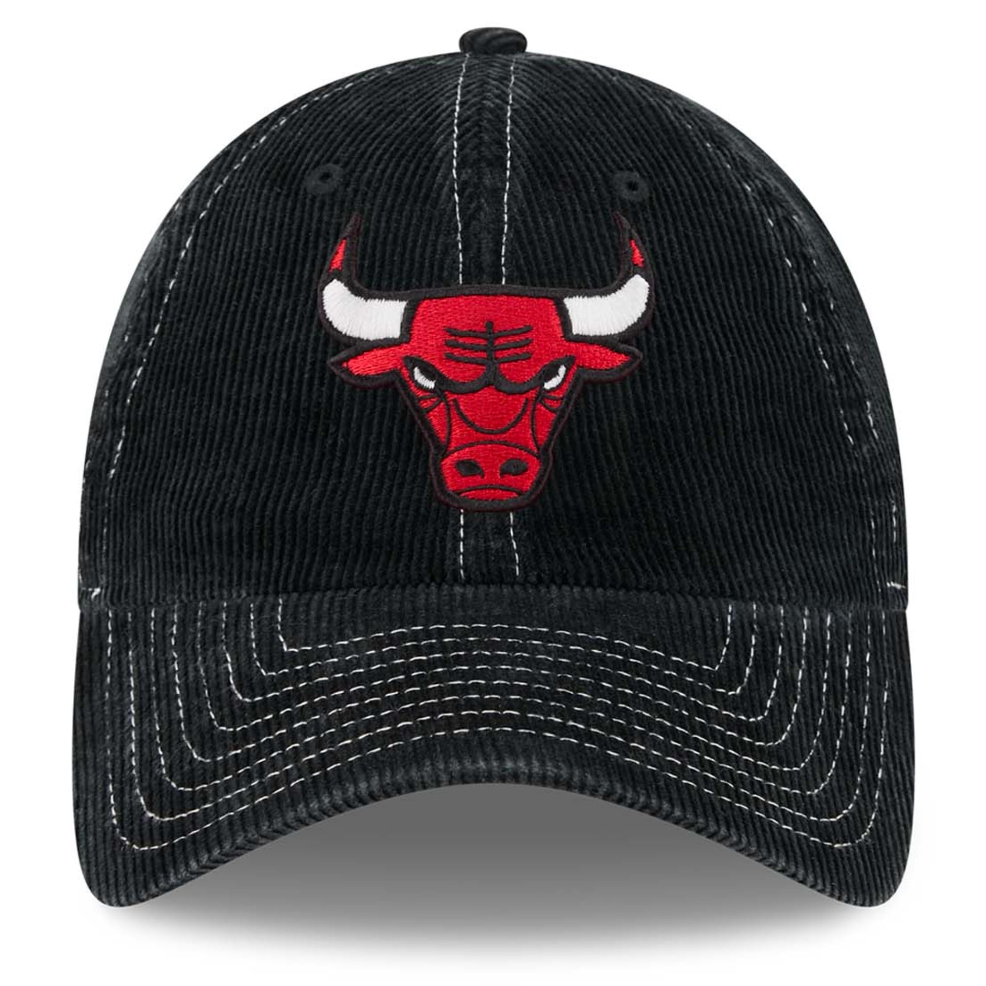 Casquette New Era noire pour homme, Chicago Bulls, en velours côtelé, style classique décontracté et ajustable