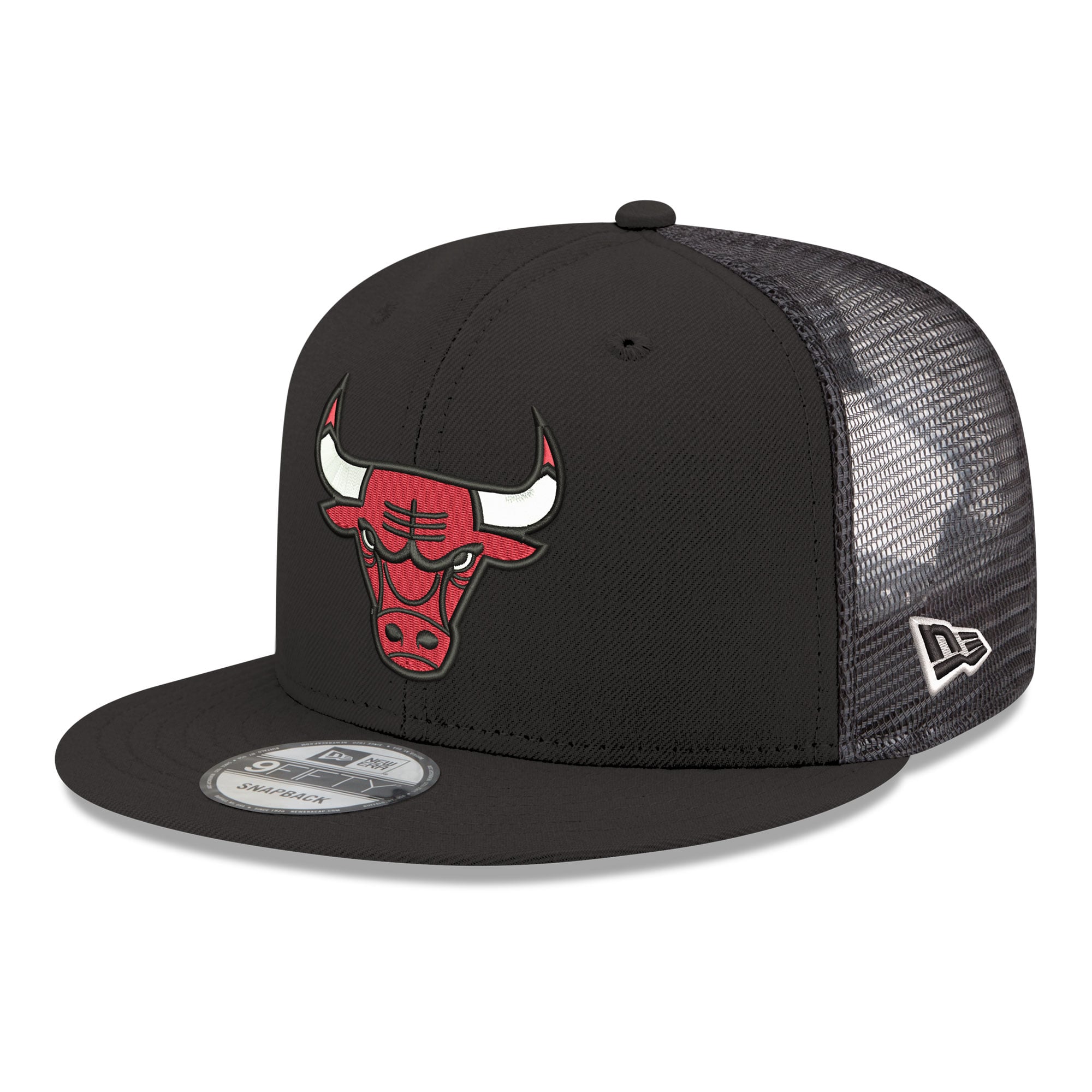 Men's New Era Black Chicago Bulls Core Logo Meshback 9FIFTY Snapback Hat