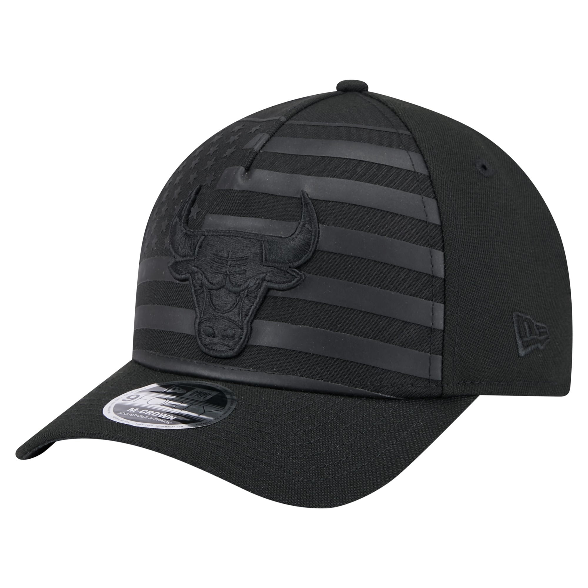 Men's Chicago Bulls New Era Black Game Day Flag A-Frame 9FORTY Adjustable Hat