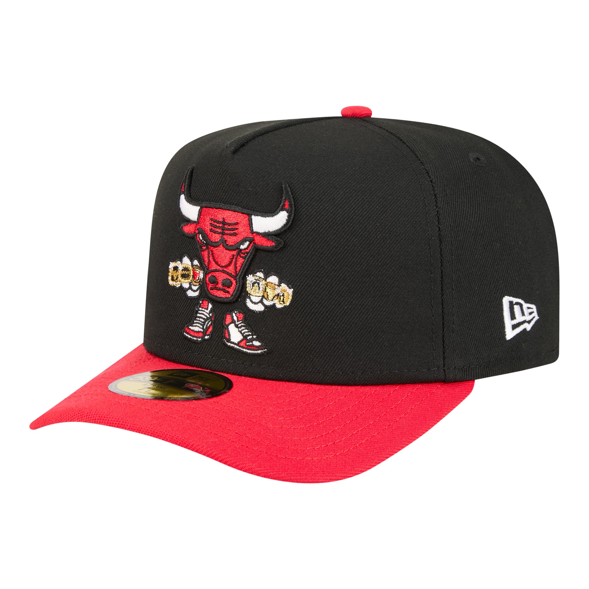 Men's Chicago Bulls New Era Black Injection Cartoon Logo A-Frame 59FIFTY Fitted Hat