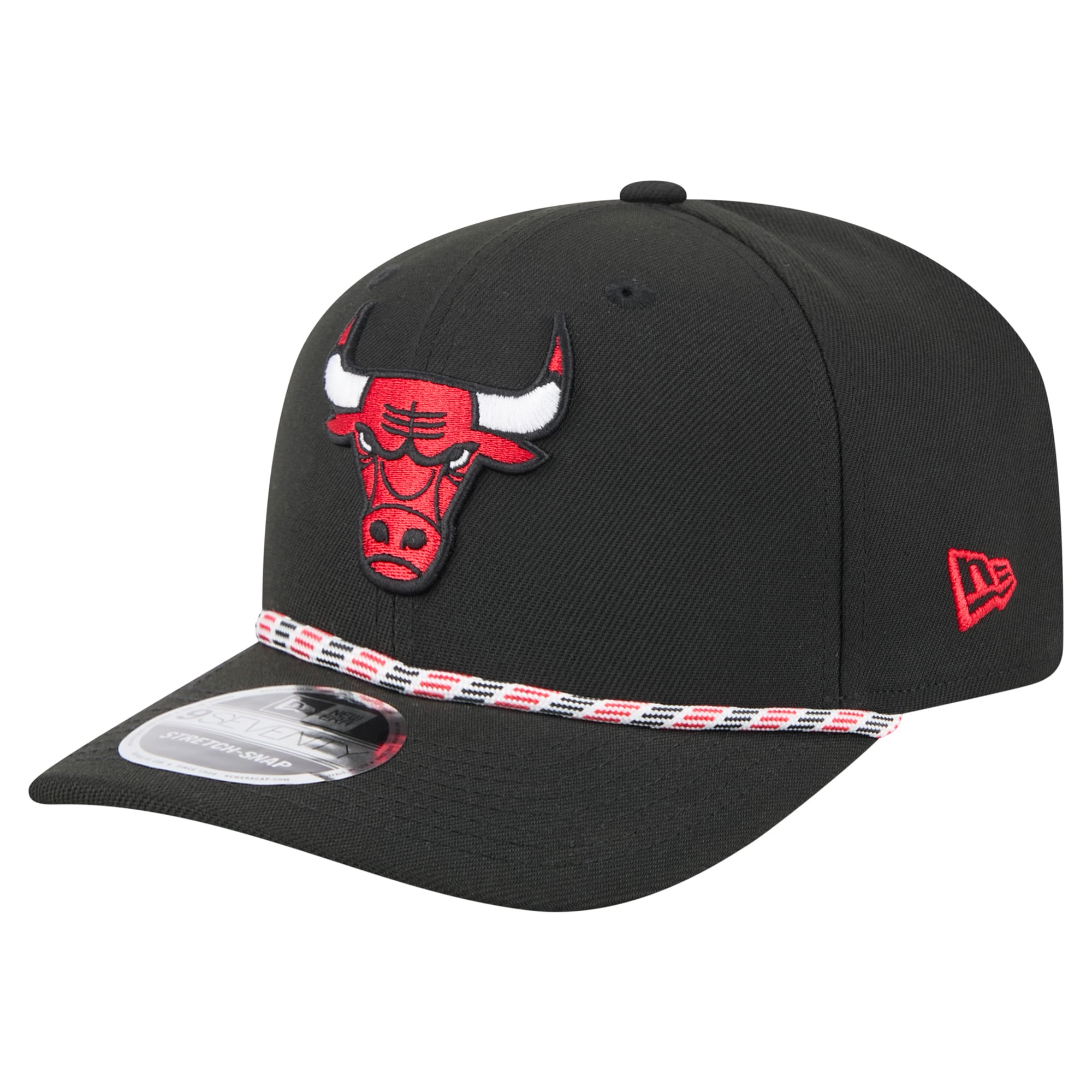 Men's Chicago Bulls New Era Black Rope 9SEVENTY Adjustable Hat