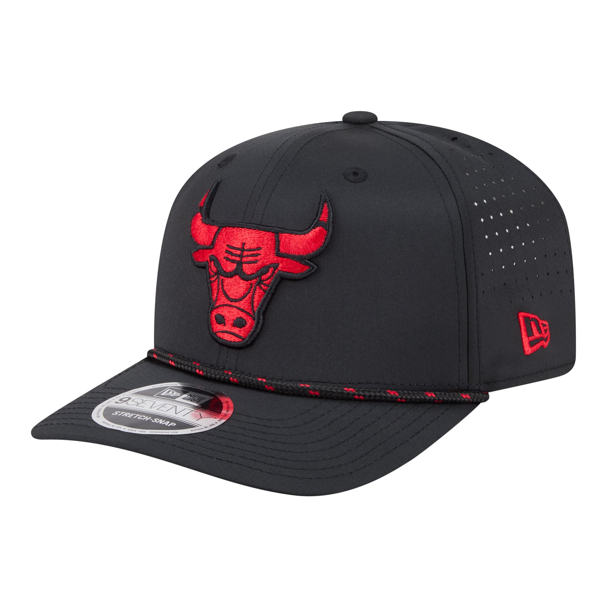 Men's Chicago Bulls New Era Black Sport Rope Vented Stretch-Snap 9SEVENTY Hat