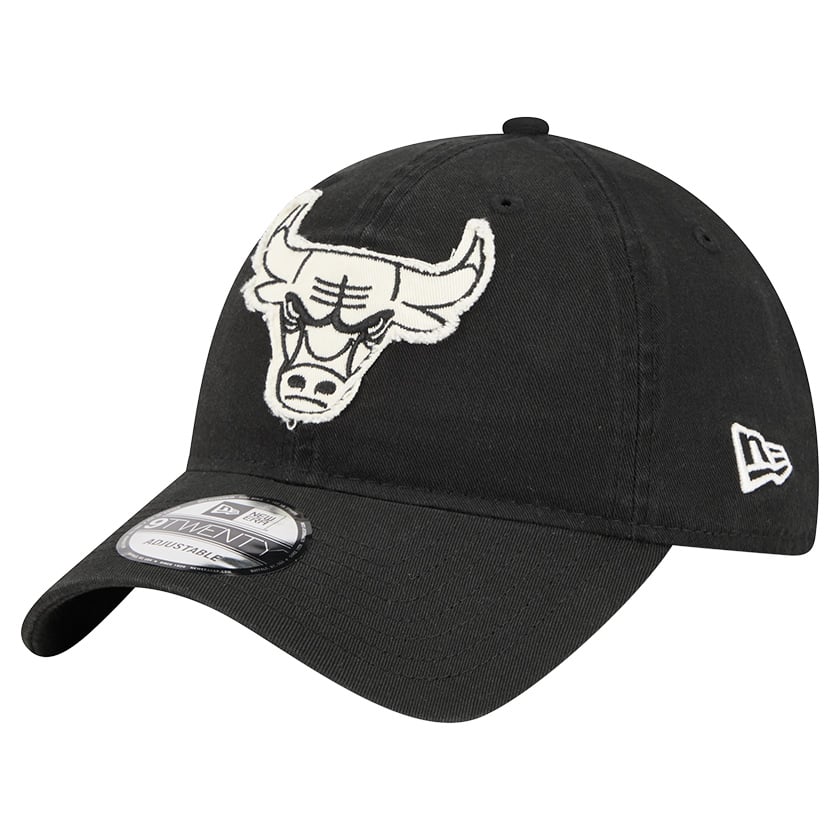 Men's New Era Black Chicago Bulls Stamp Fabric Applique 9TWENTY Adjustable Hat