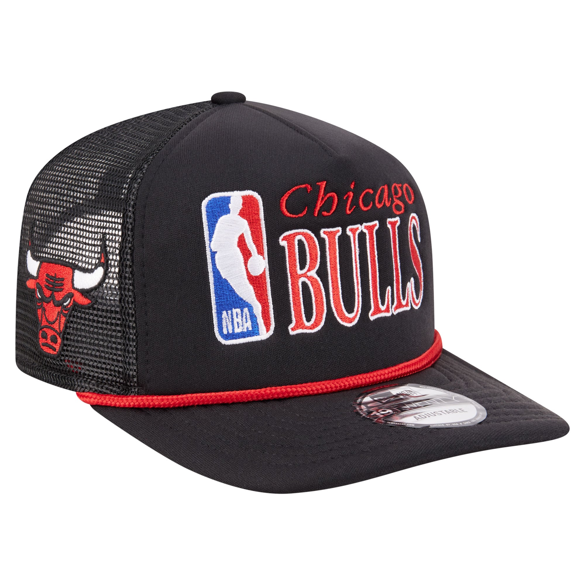 Men's Chicago Bulls New Era Black Team Logo Foam Front 19TWENTY A-Frame Trucker Adjustable Hat