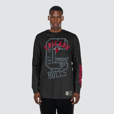 Chicago Bulls New Era Tonal Long Sleeve T-Shirt - Black