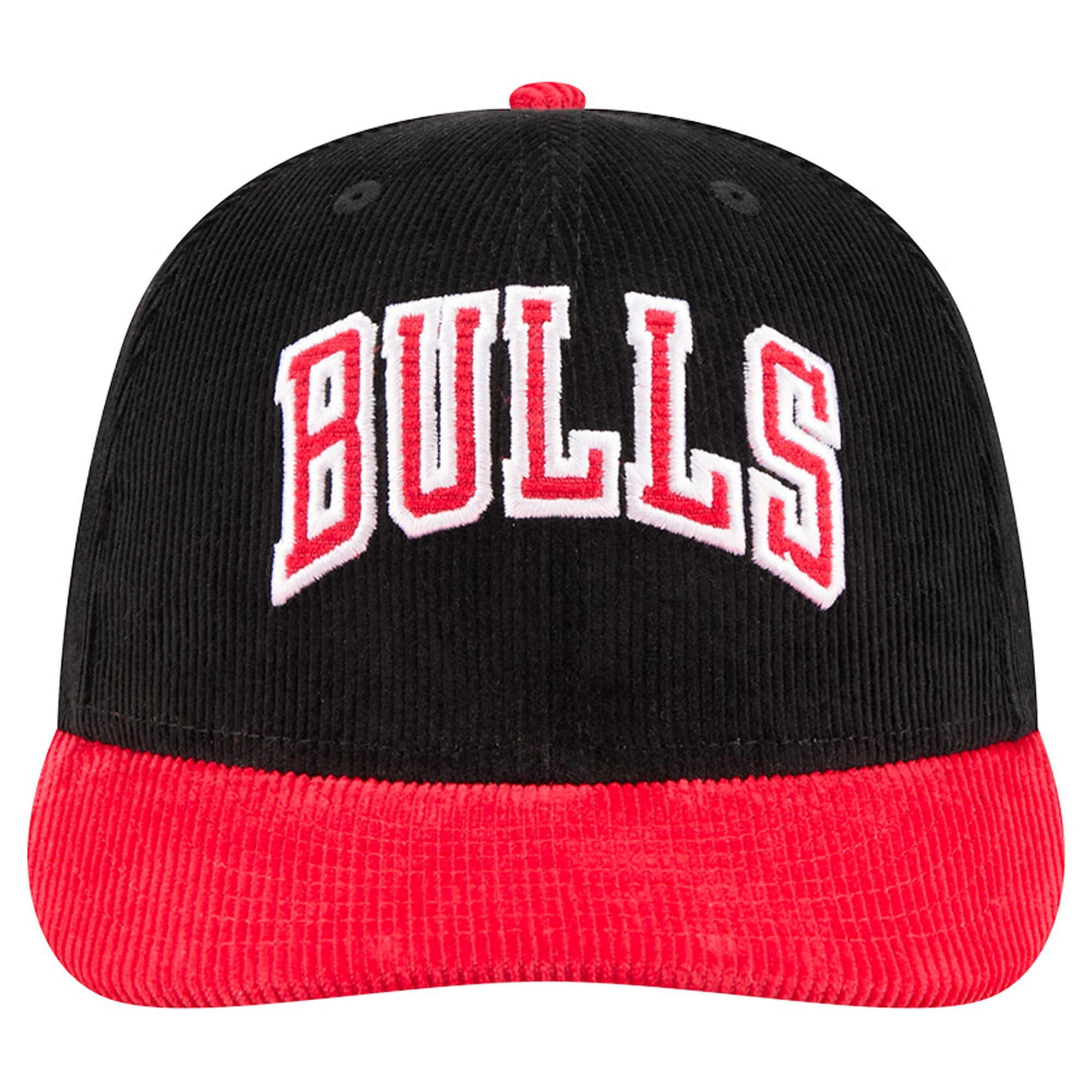 Casquette snapback New Era Chicago Bulls en velours côtelé noir et rouge pour homme