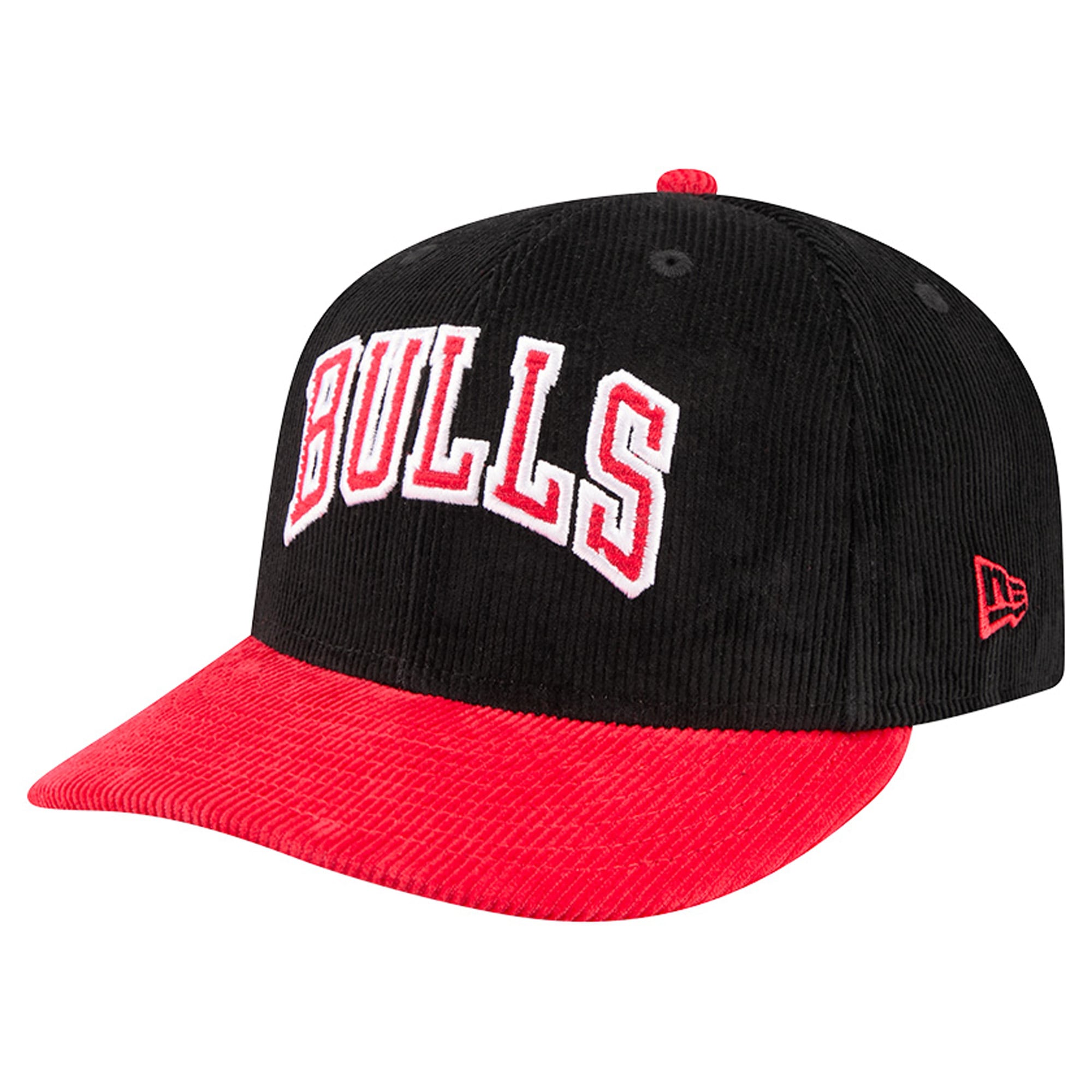 Casquette snapback New Era Chicago Bulls en velours côtelé noir et rouge pour homme