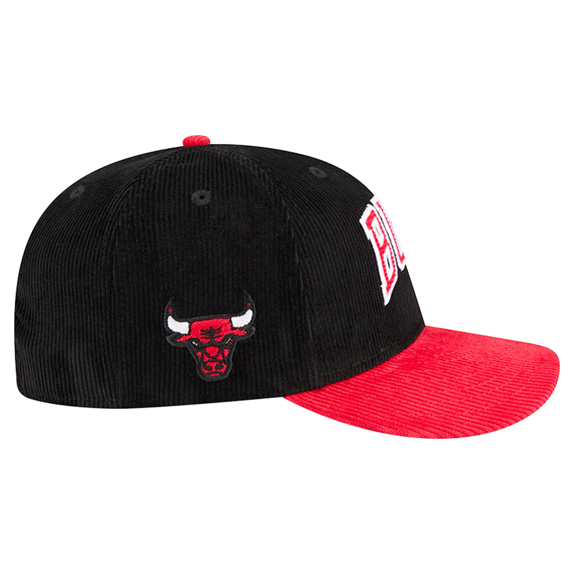 Casquette snapback New Era Chicago Bulls en velours côtelé noir et rouge pour homme