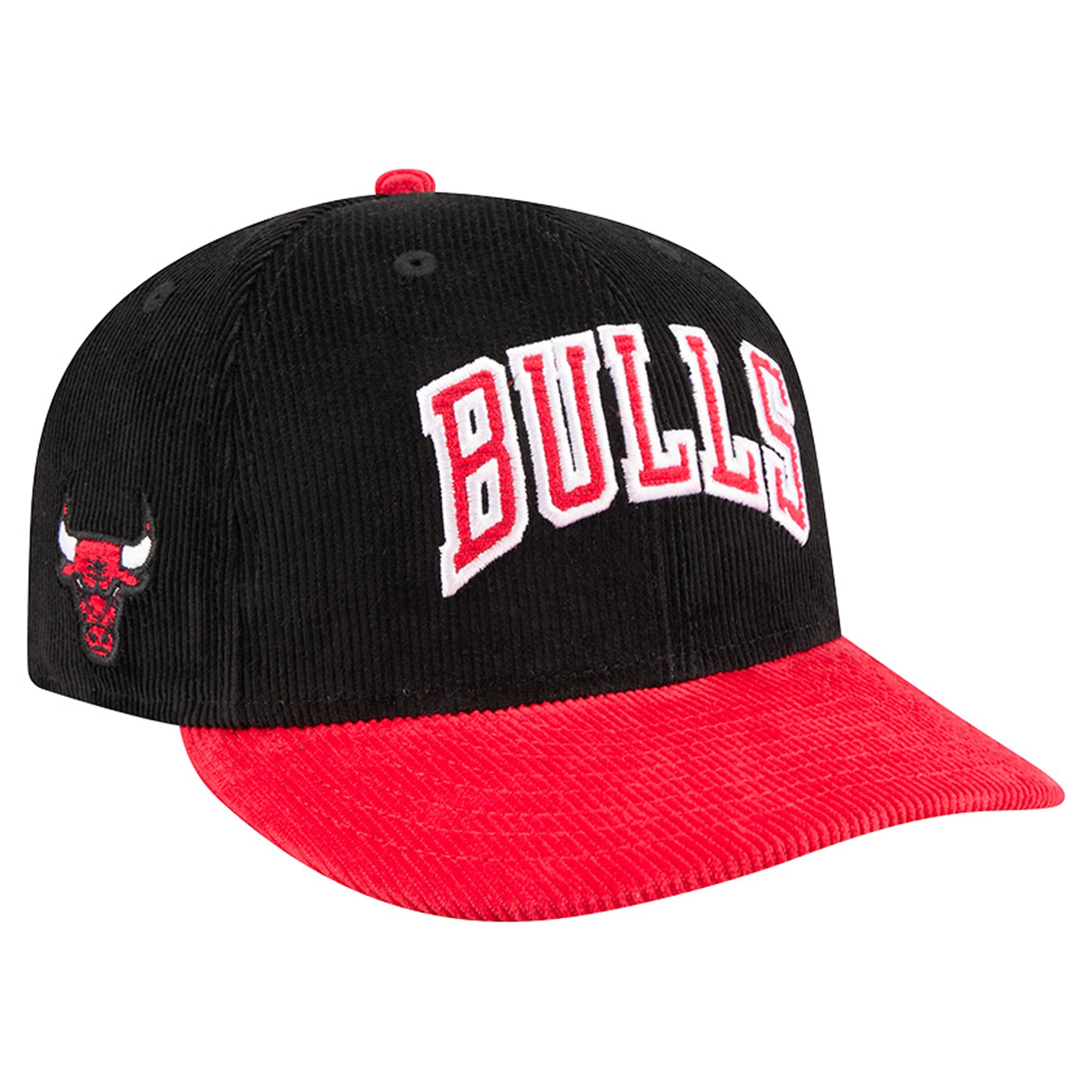 Casquette snapback New Era Chicago Bulls en velours côtelé noir et rouge pour homme