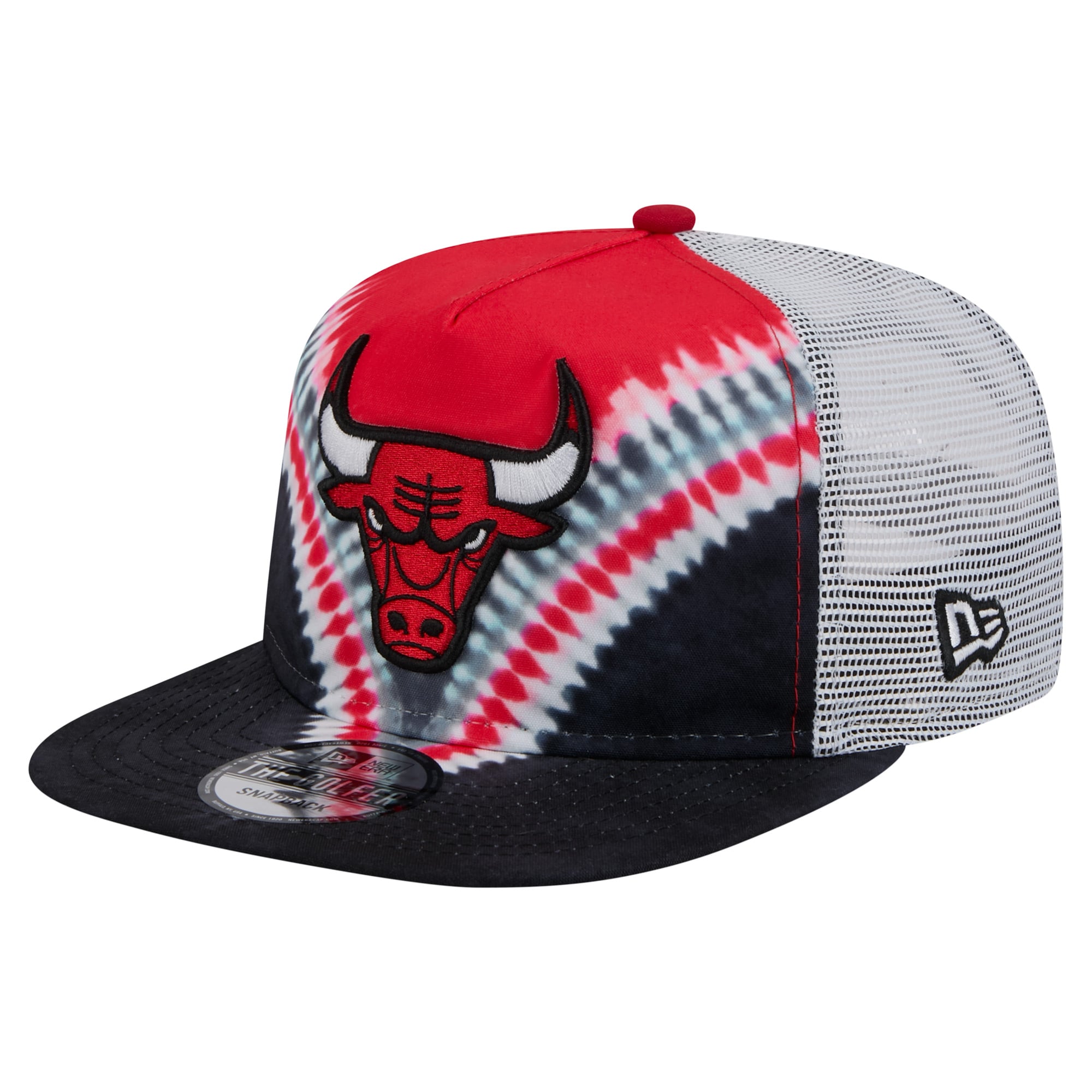 Men's Chicago Bulls New Era Black/Red Throwback Dye Golfer Snapback Hat