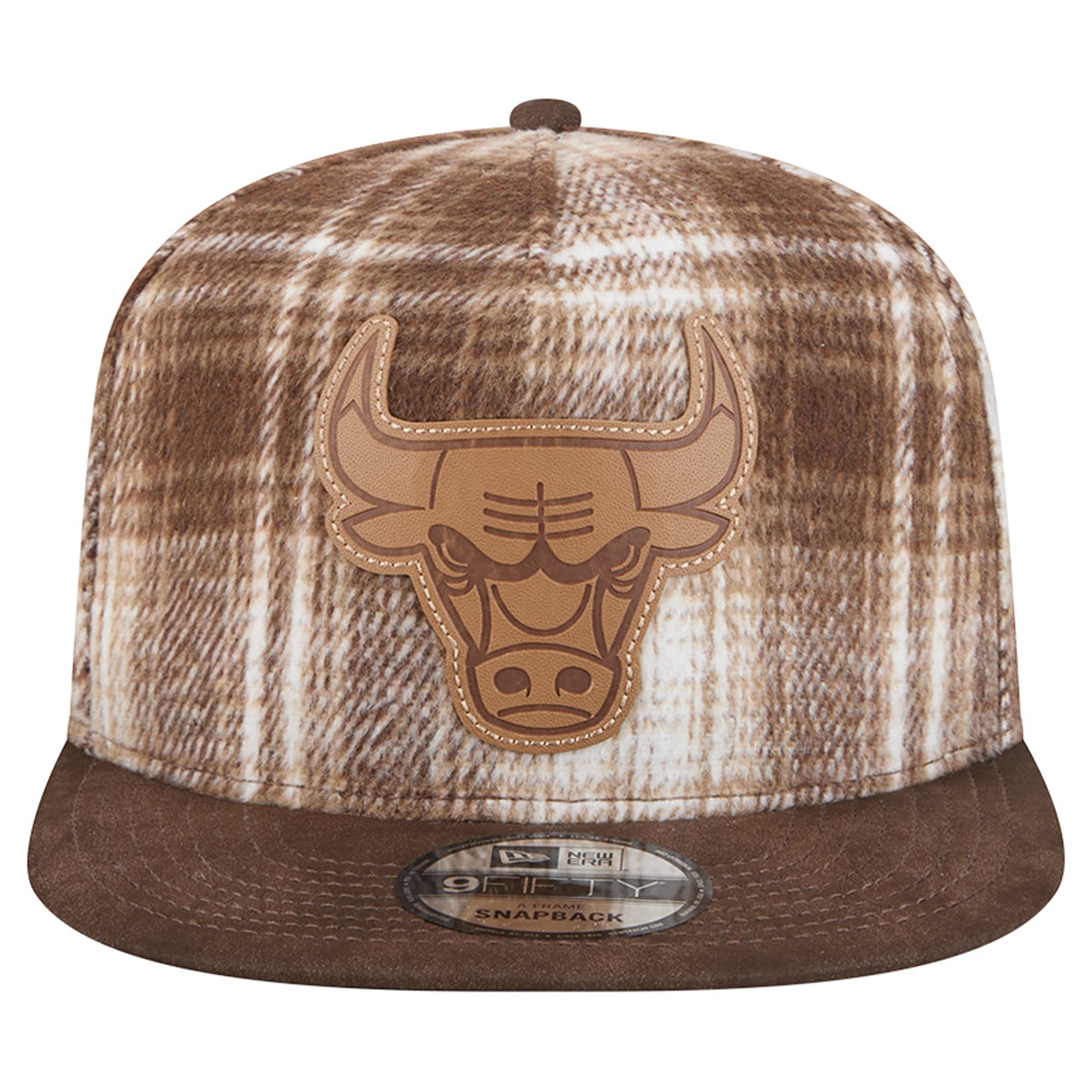 Casquette ajustable New Era 9FIFTY à carreaux marron Chicago Bulls pour homme