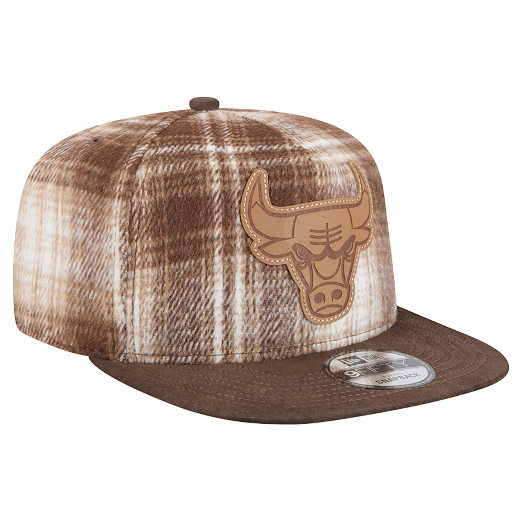 Casquette ajustable New Era 9FIFTY à carreaux marron Chicago Bulls pour homme