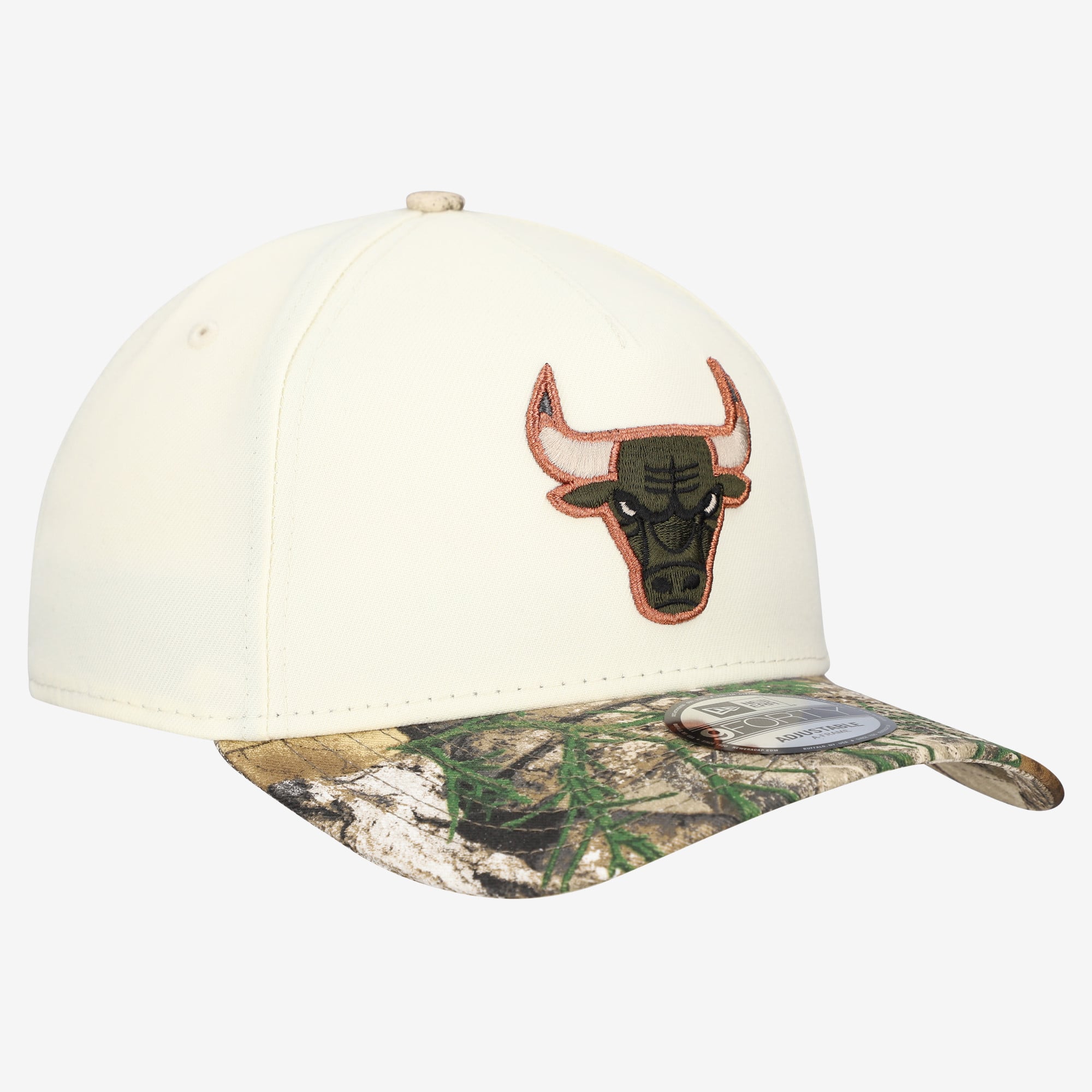 Men's New Era Cream Chicago Bulls Realtree Chrome Two-Tone 9FORTY A-Frame Adjustable Hat