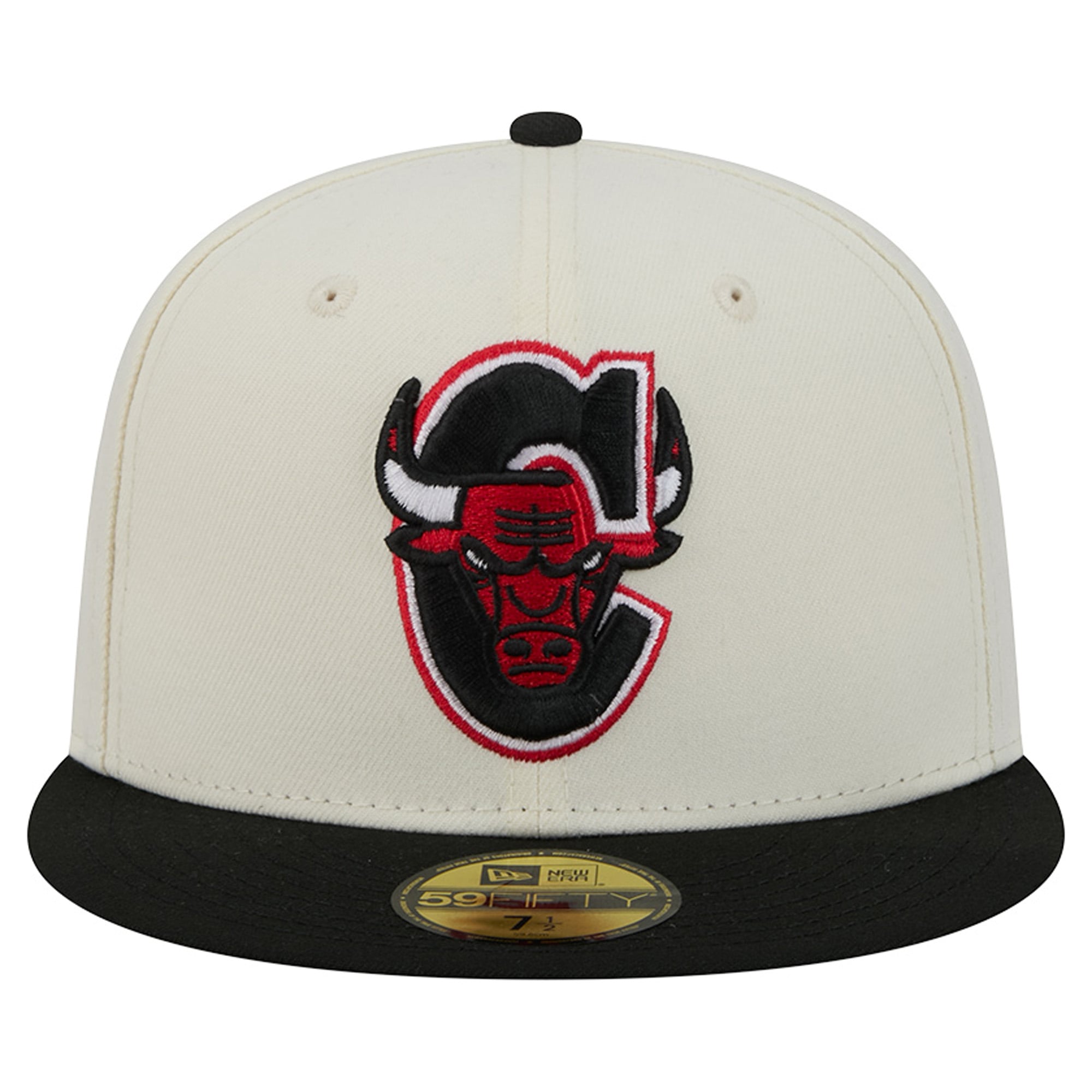 Men's New Era Cream/Black Chicago Bulls Deceptor 59FIFTY Fitted Hat