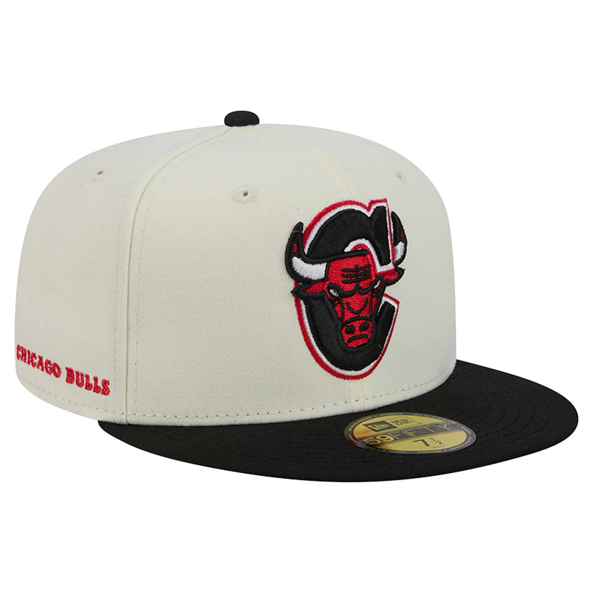 Men's New Era Cream/Black Chicago Bulls Deceptor 59FIFTY Fitted Hat
