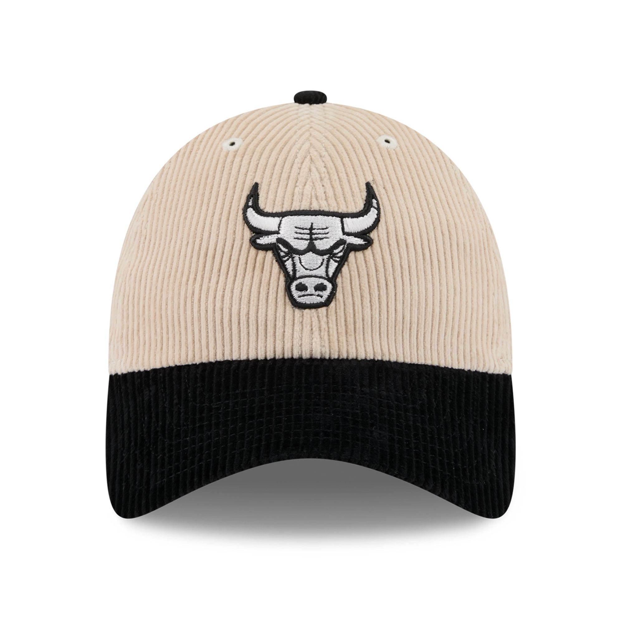 Men's New Era Cream/Black Chicago Bulls Tonal Corduroy Casual Classic Adjustable Hat