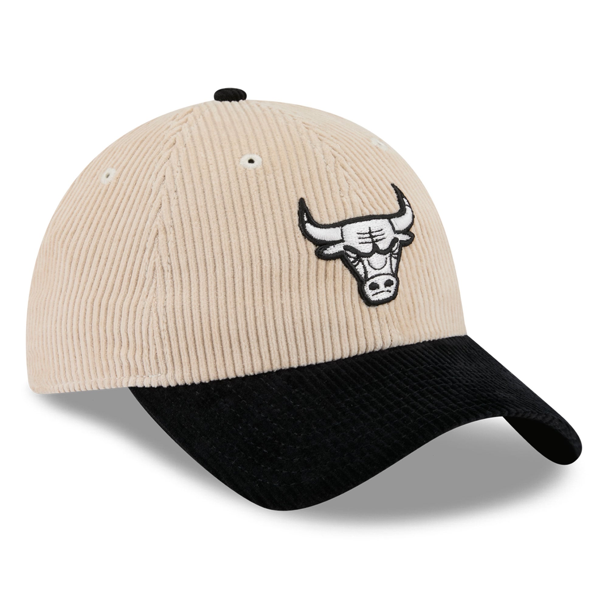 Men's New Era Cream/Black Chicago Bulls Tonal Corduroy Casual Classic Adjustable Hat