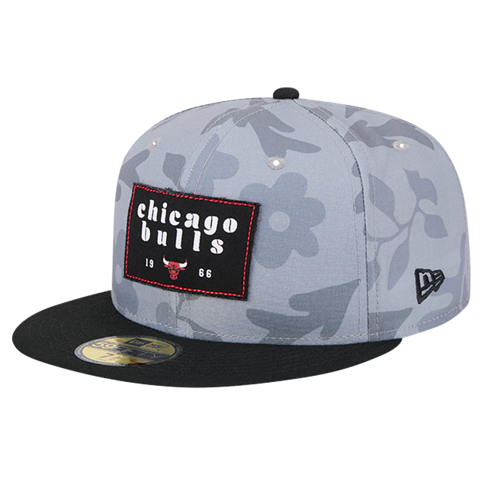 Men's Chicago Bulls New Era Gray Palm Fronds 2-Tone 59FIFTY Fitted Hat