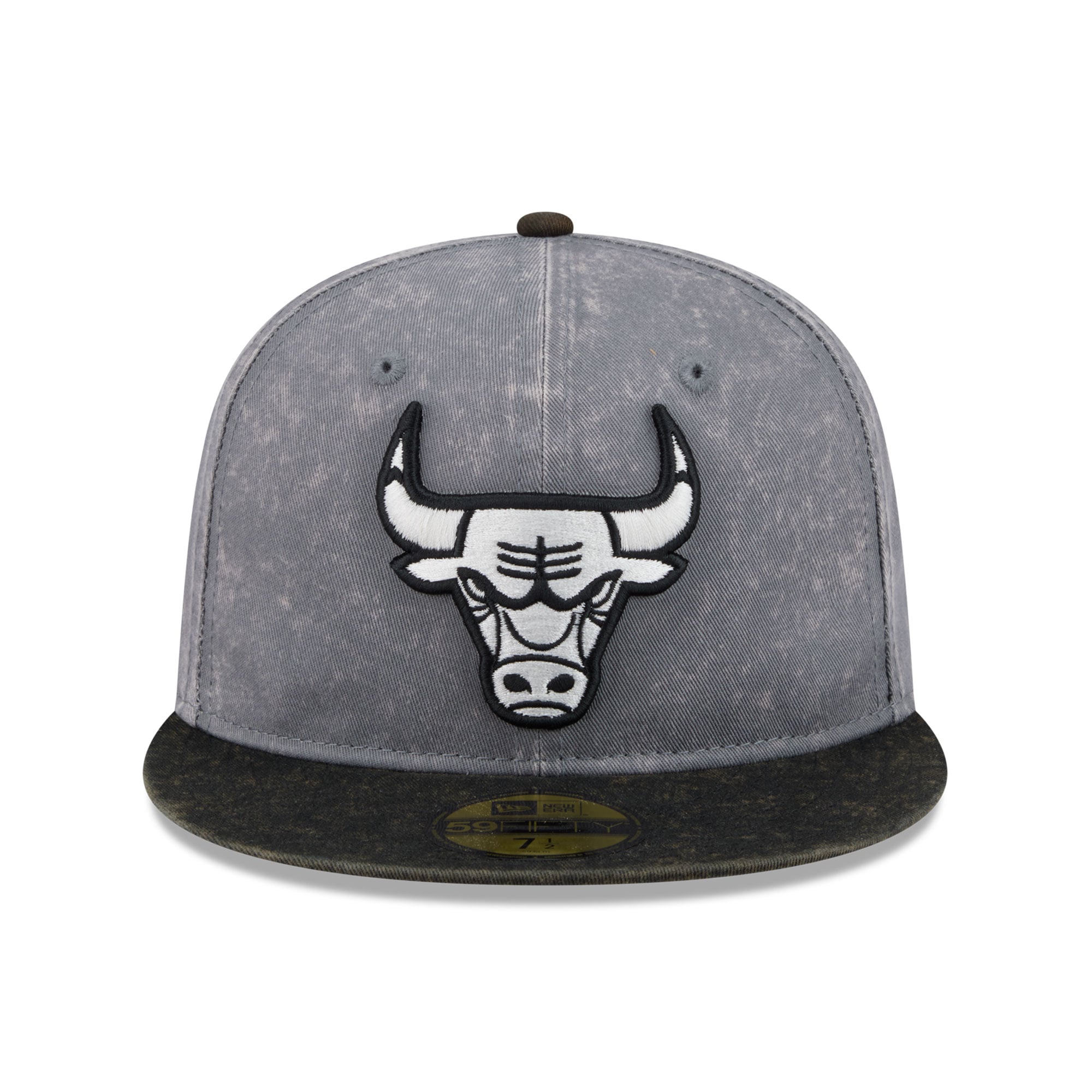 Casquette ajustée New Era 59FIFTY pour homme, grise et noire, Chicago Bulls.