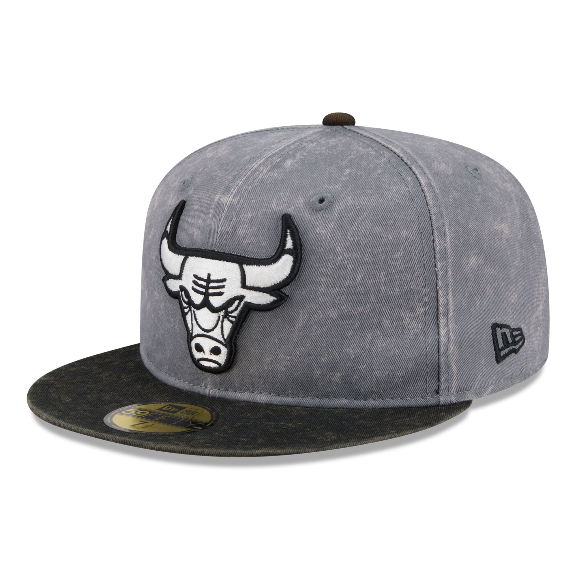 Casquette ajustée New Era 59FIFTY pour homme, grise et noire, Chicago Bulls.