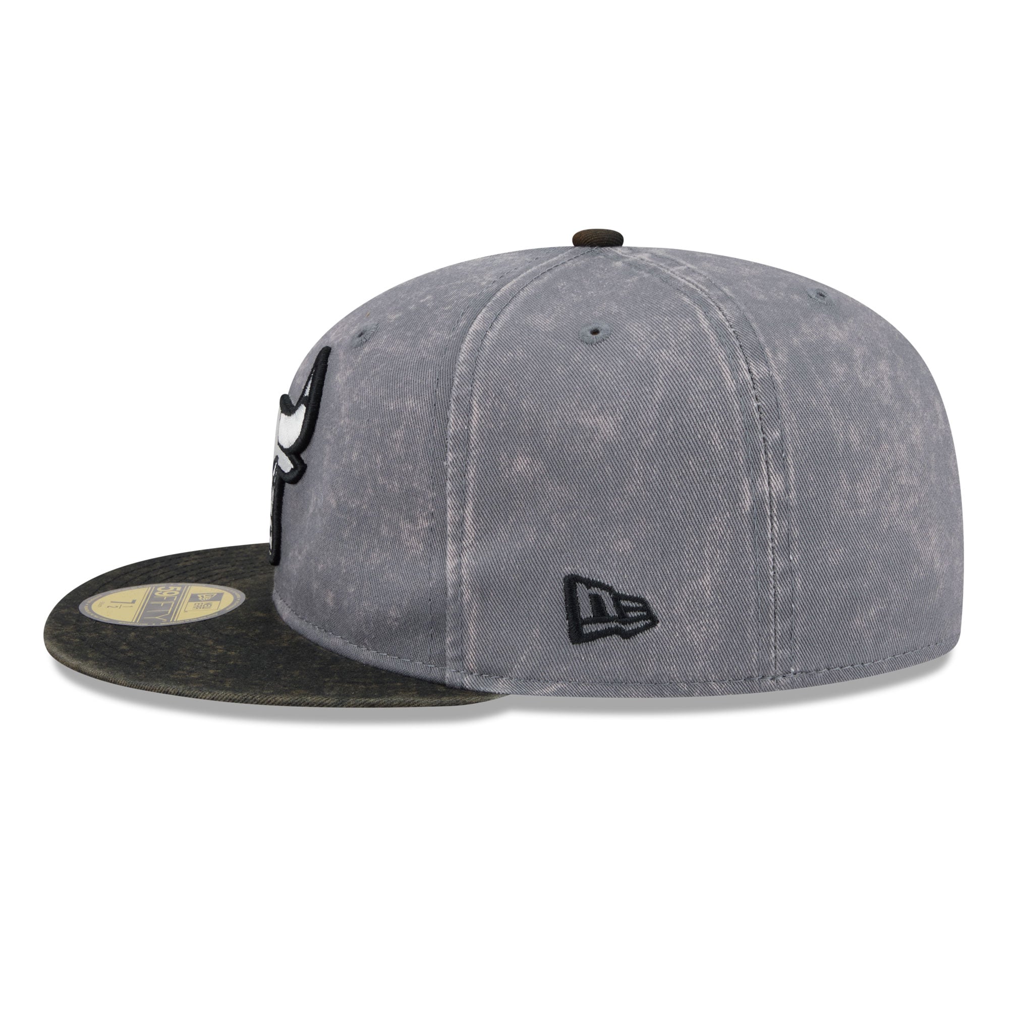 Casquette ajustée New Era 59FIFTY pour homme, grise et noire, Chicago Bulls.