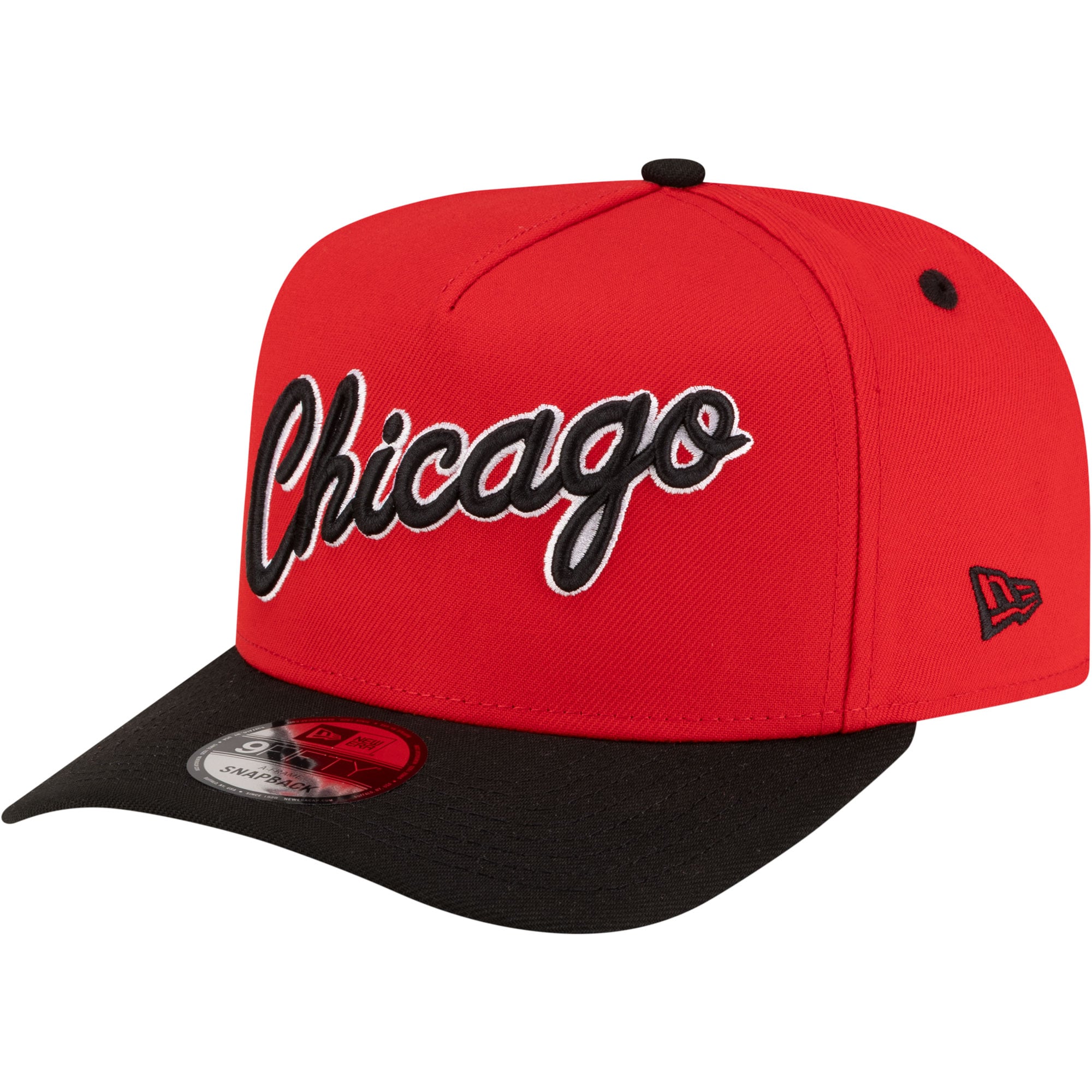 Men's Chicago Bulls New Era Red/Black 80s Throwback A-Frame 9FIFTY Snapback Hat
