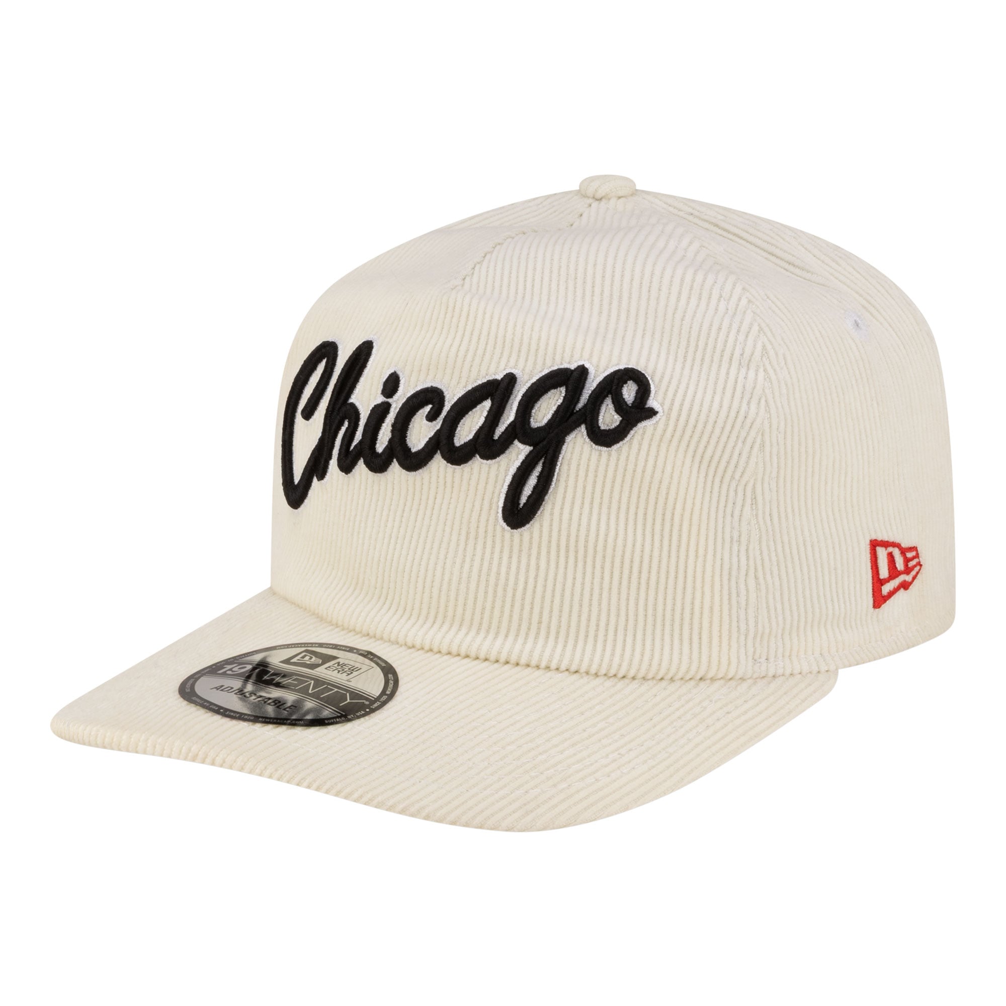 Men's New Era White Chicago Bulls 19TWENTY 80s Chrome Corduroy Adjustable Hat