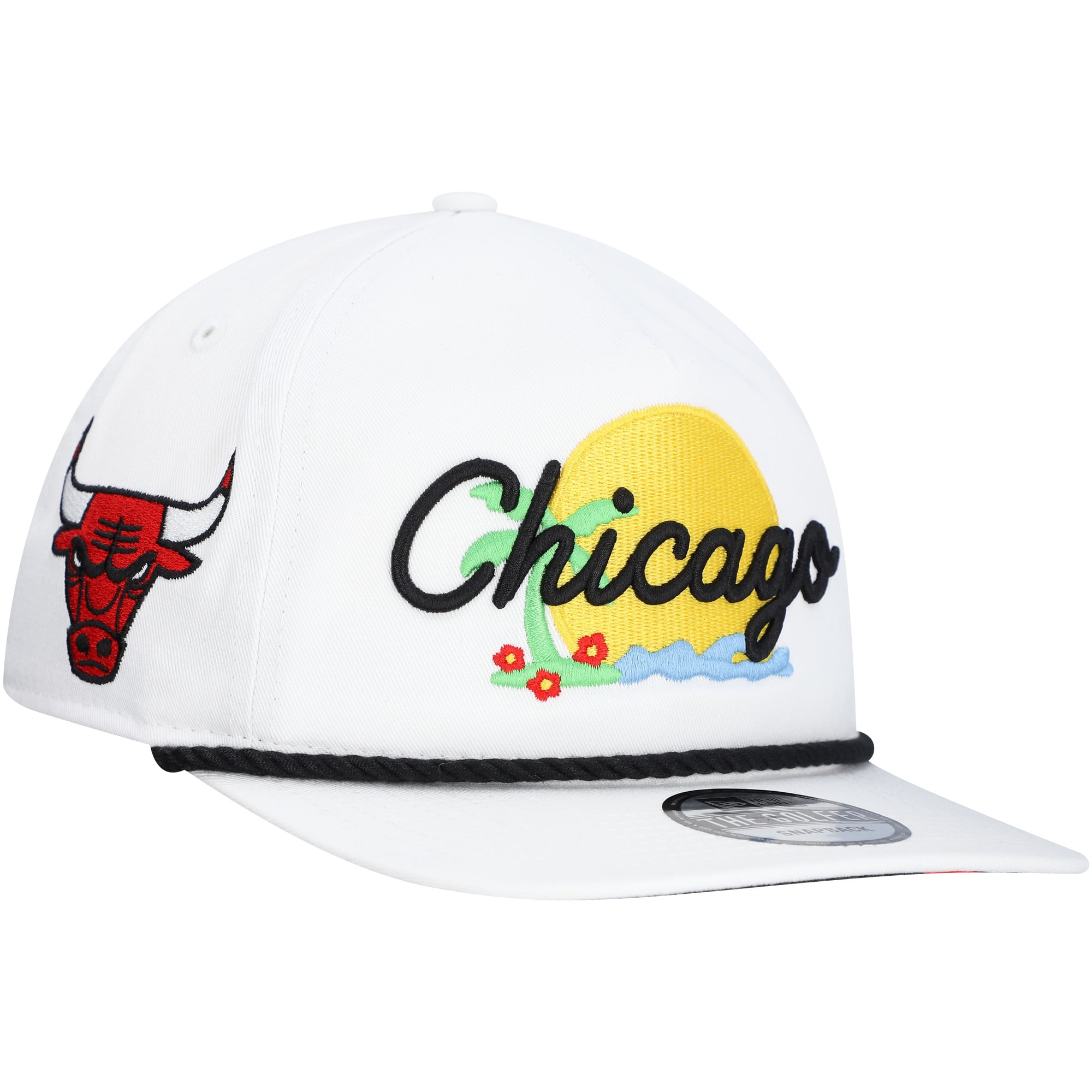 Men's Chicago Bulls New Era White Island Oasis Golfer Snapback Hat