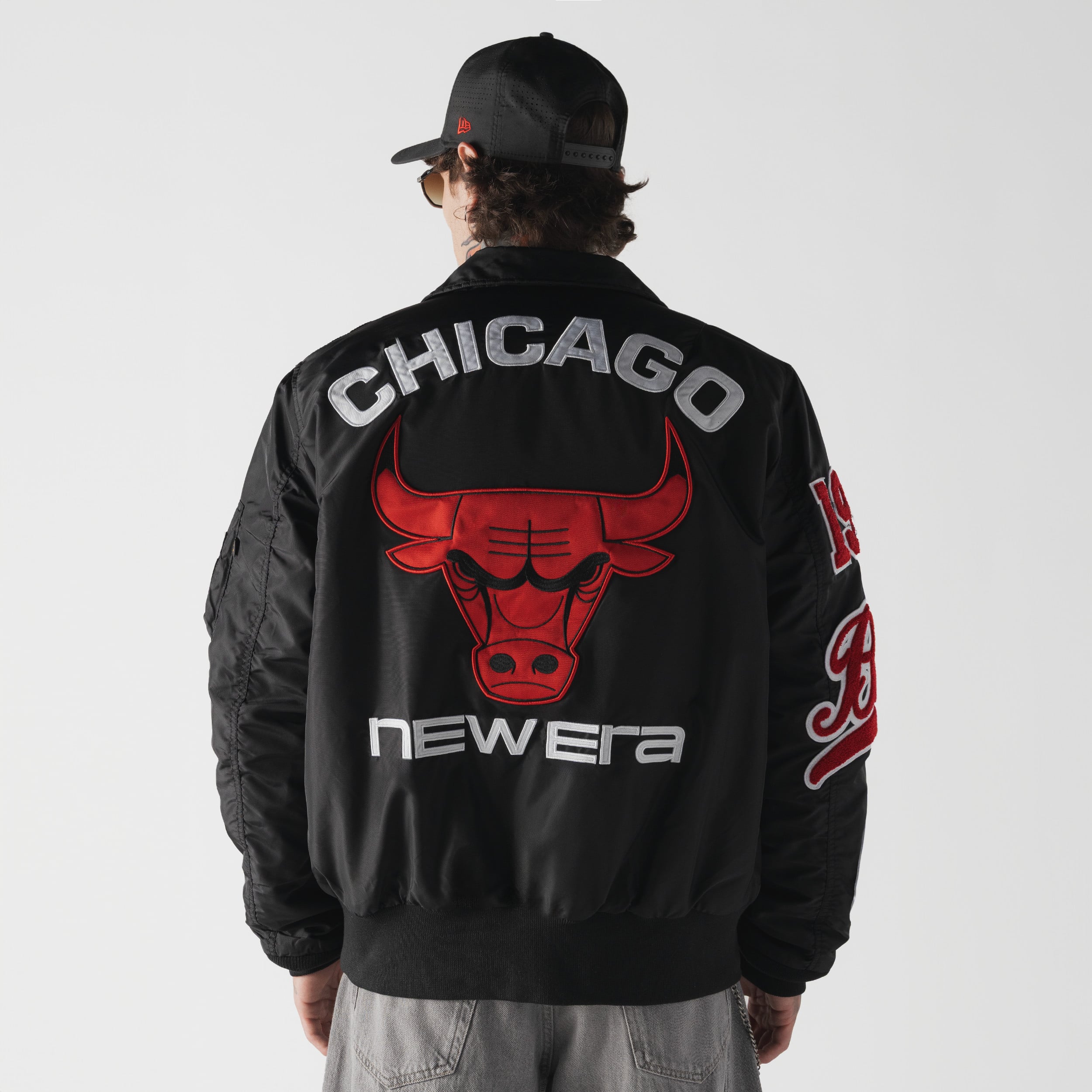 Veste bomber zippée intégrale New Era x Alpha Industries Chicago Bulls MA-1 noire pour homme