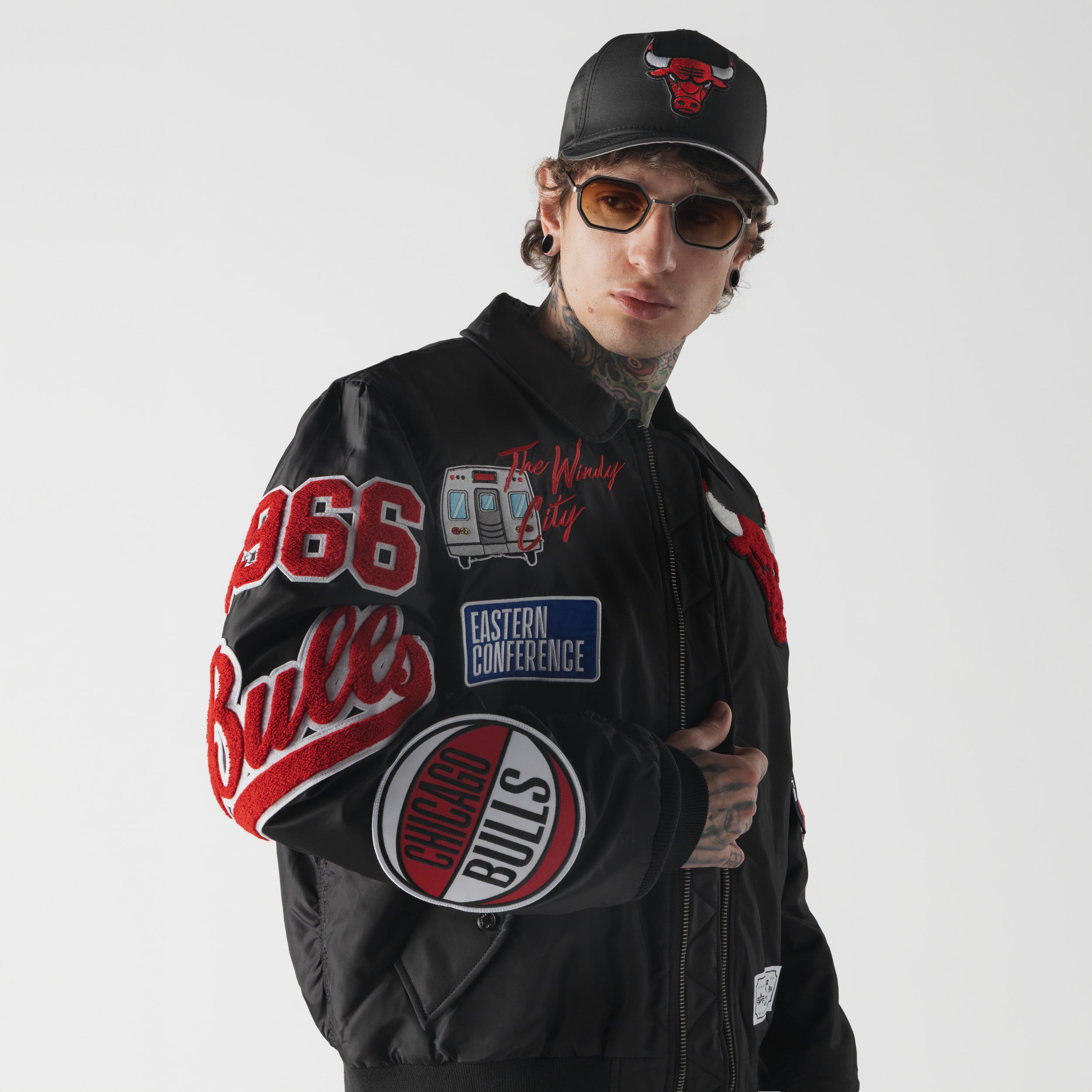 Veste bomber zippée intégrale New Era x Alpha Industries Chicago Bulls MA-1 noire pour homme