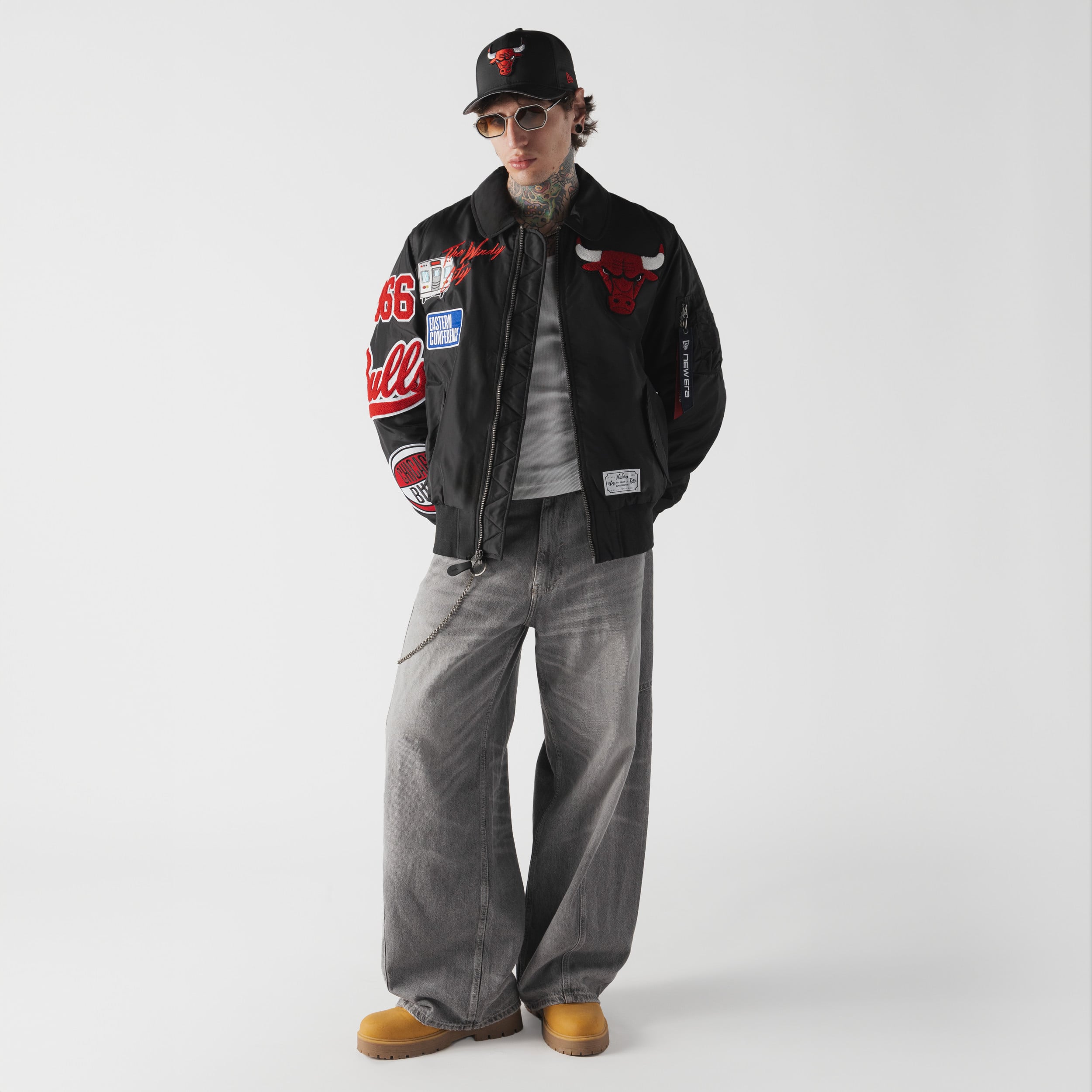 Veste bomber zippée intégrale New Era x Alpha Industries Chicago Bulls MA-1 noire pour homme