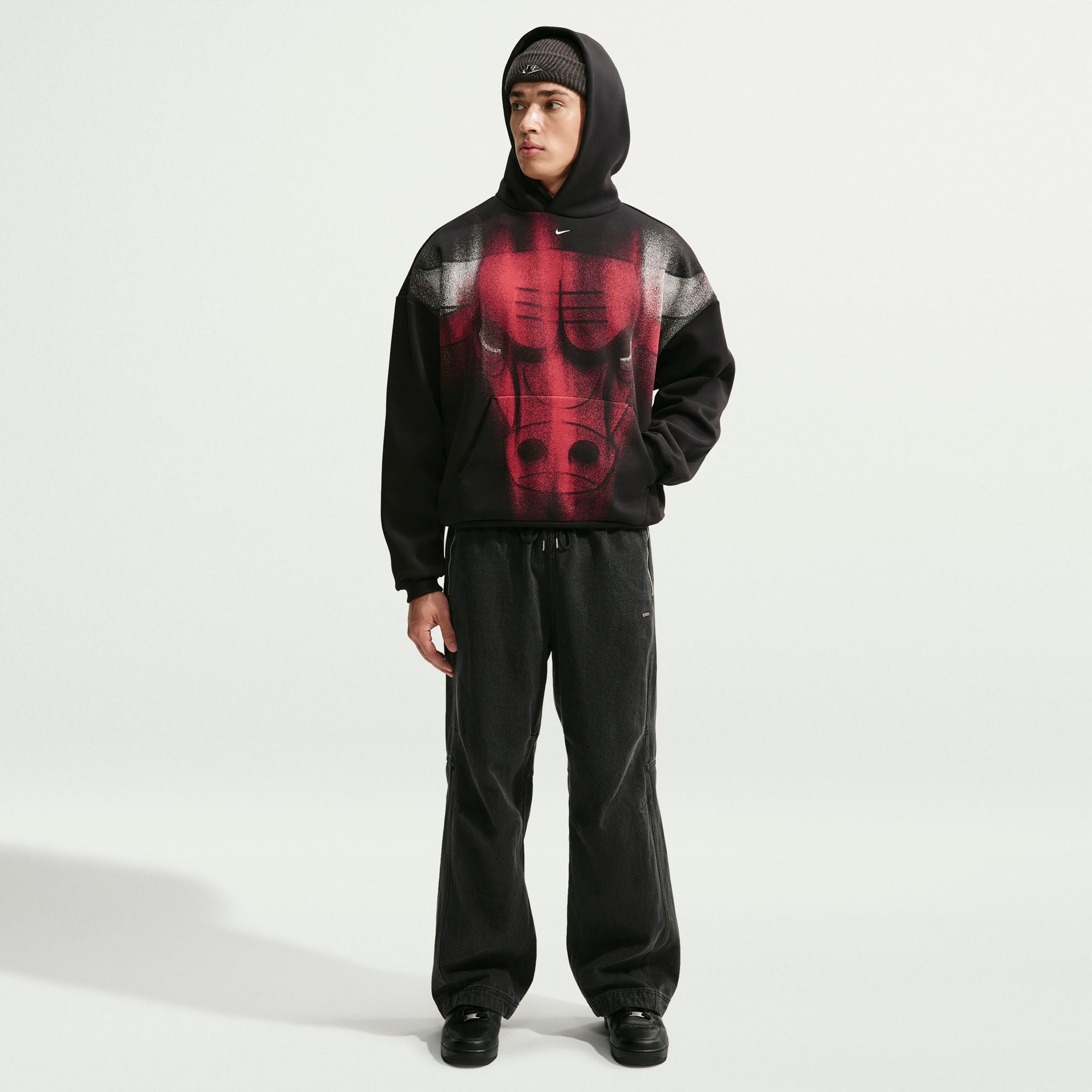 Sweat à capuche Nike Chicago Bulls 2026 Standard Issue Practice Icon Fleece noir pour homme