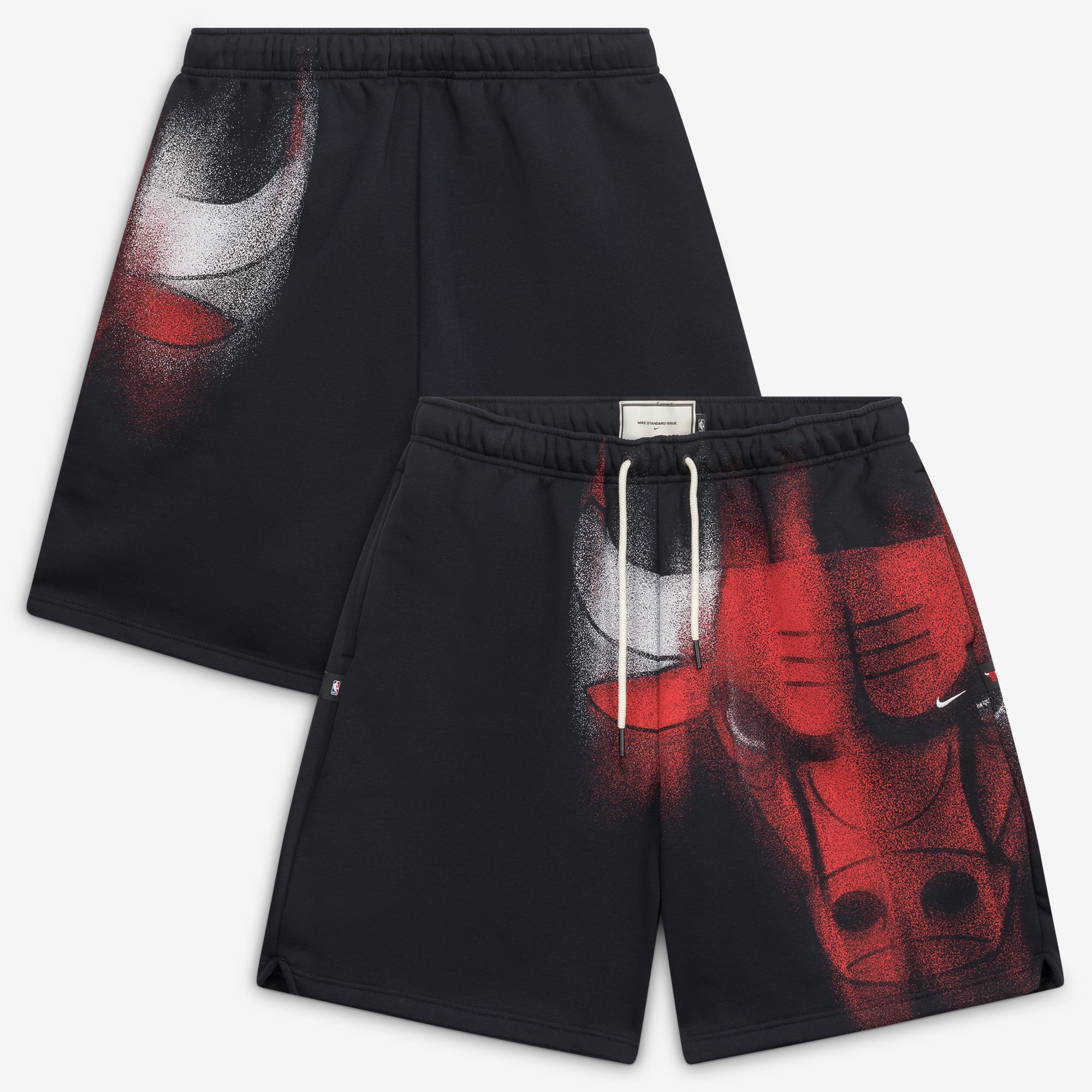 Short de sport Nike Chicago Bulls 2026 Standard Issue pour homme, en polaire noire.