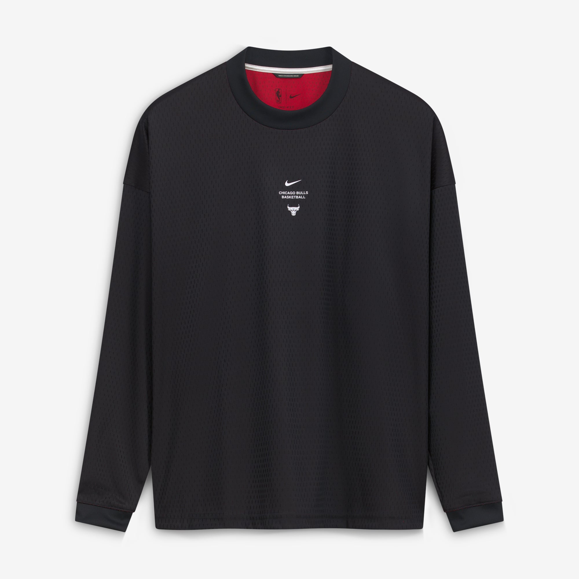T-shirt à manches longues Nike Chicago Bulls noir pour homme, édition standard 2026, performance d'avant-match