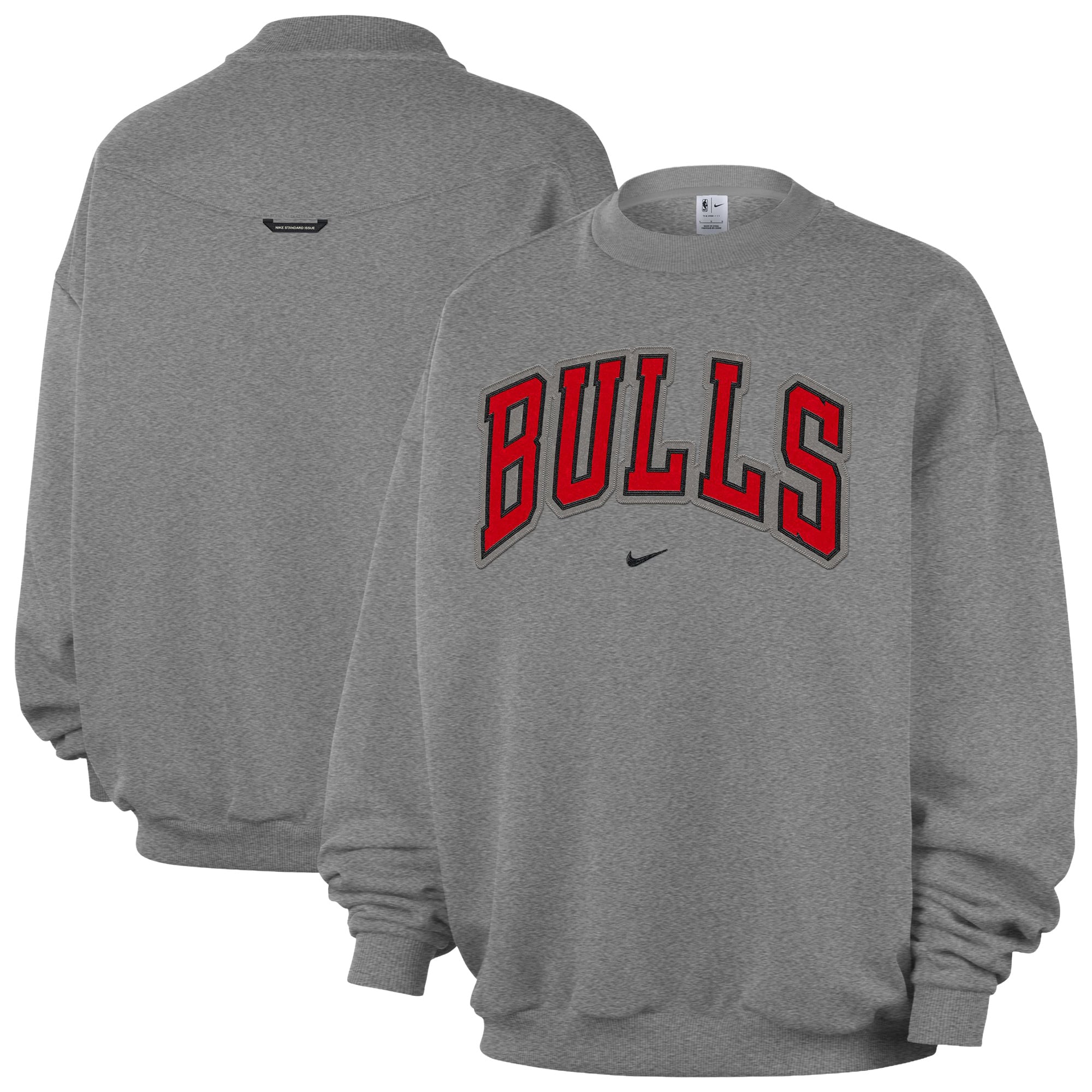 Sweat-shirt en polaire Therma-Fit Nike Chicago Bulls gris chiné foncé pour homme