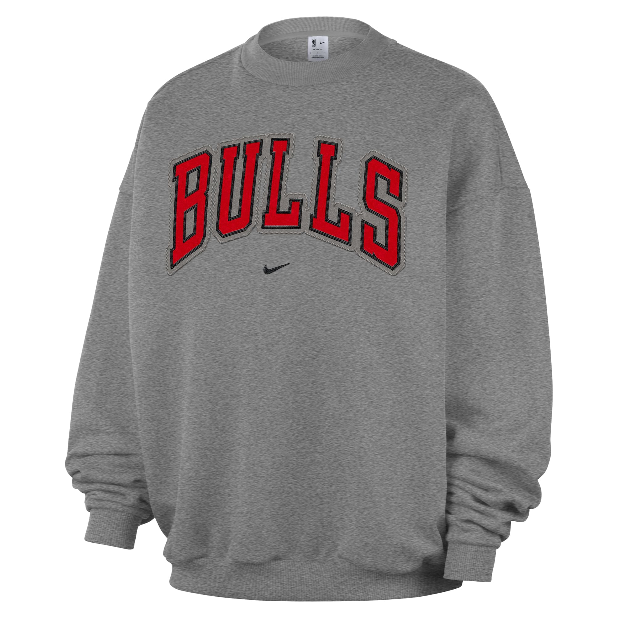 Sweat-shirt en polaire Therma-Fit Nike Chicago Bulls gris chiné foncé pour homme