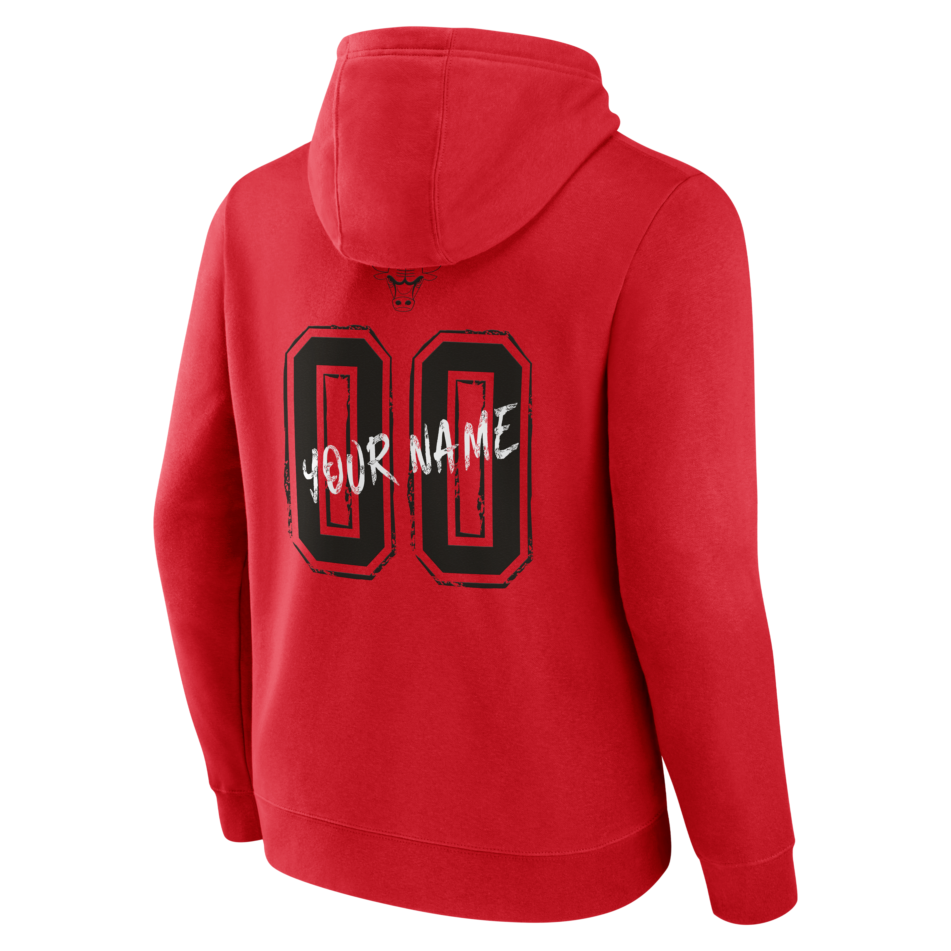 Sweat à capuche rouge Chicago Bulls Hustle pour homme, personnalisé avec nom et numéro.