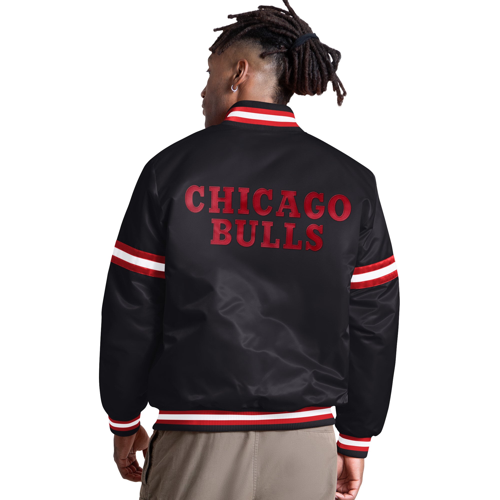 Veste universitaire Starter noire Chicago Bulls Courtside II à boutons-pression pour homme