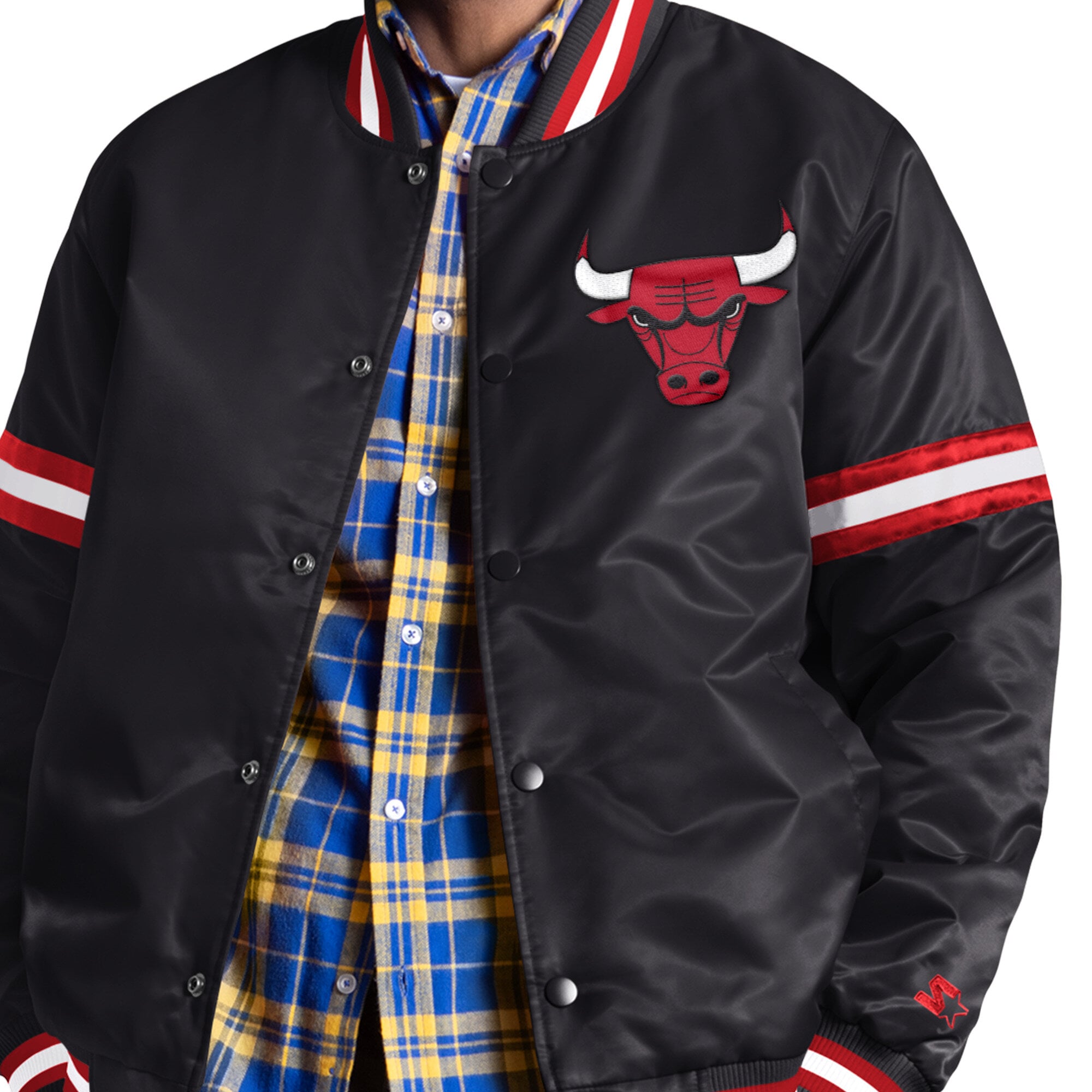 Veste universitaire Starter noire Chicago Bulls Courtside II à boutons-pression pour homme