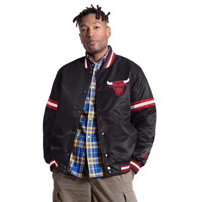 Chicago Bulls Starter Courtside II Varsity Full Snap Jacket - Black