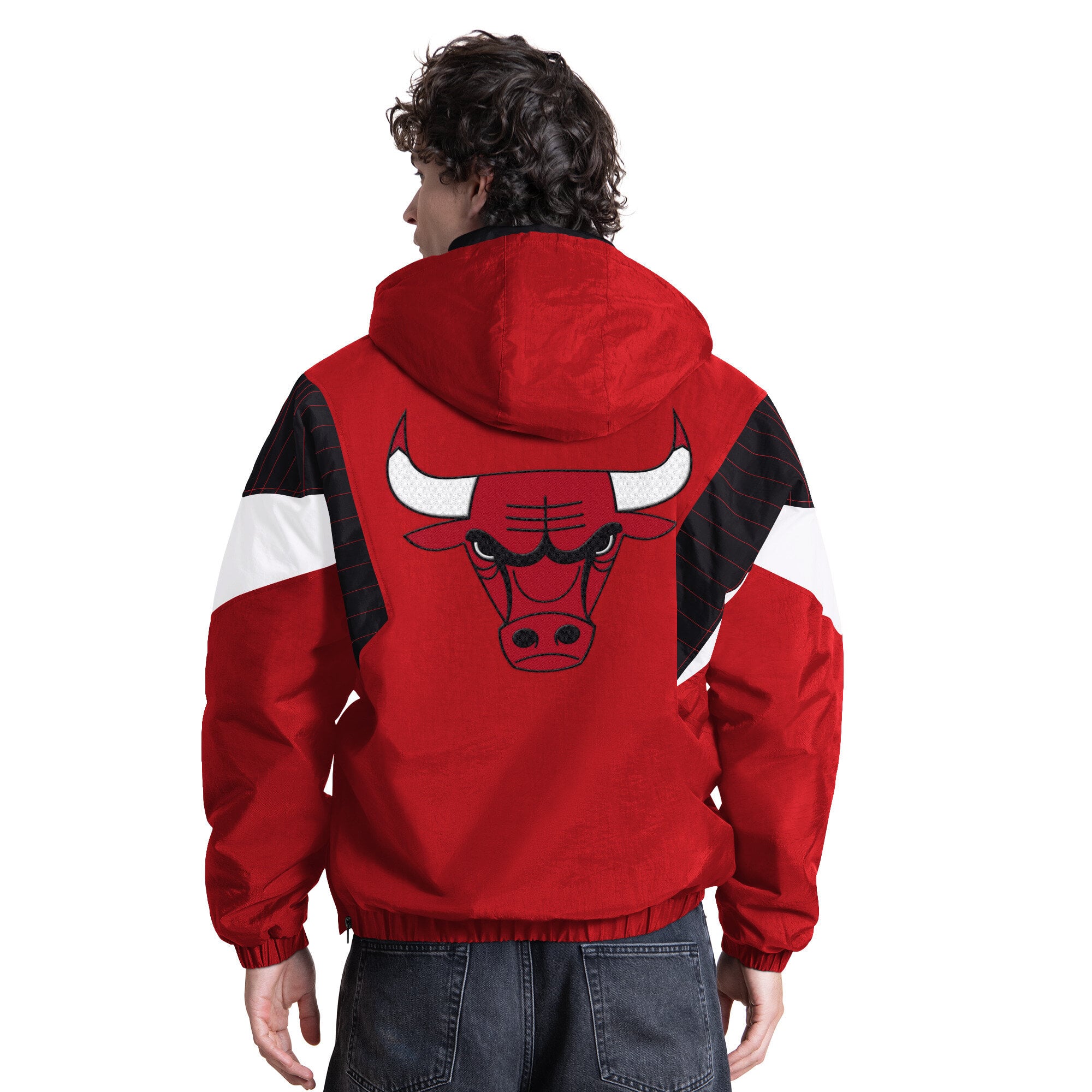 Veste à capuche demi-zip Starter rouge Chicago Bulls pour homme