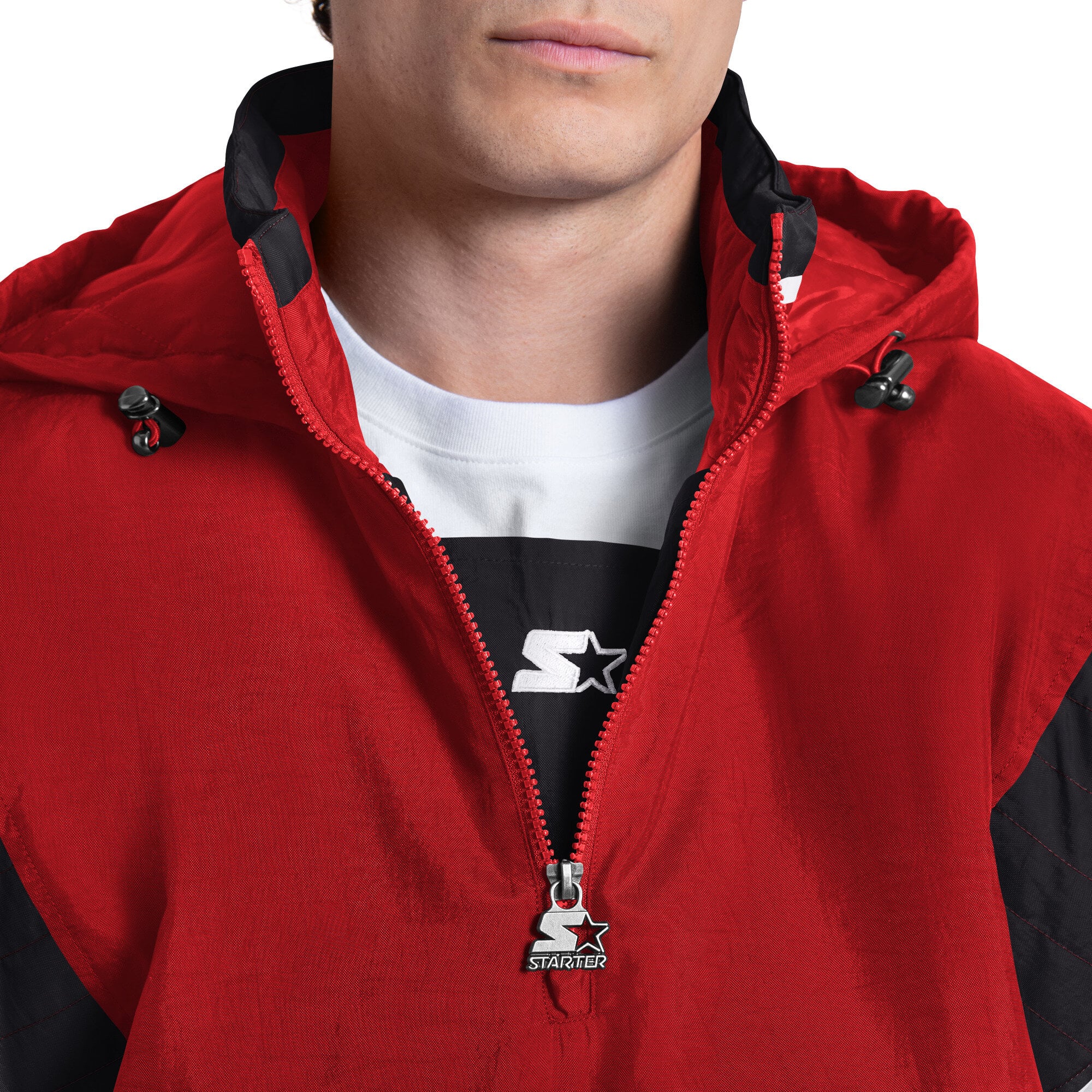 Veste à capuche demi-zip Starter rouge Chicago Bulls pour homme