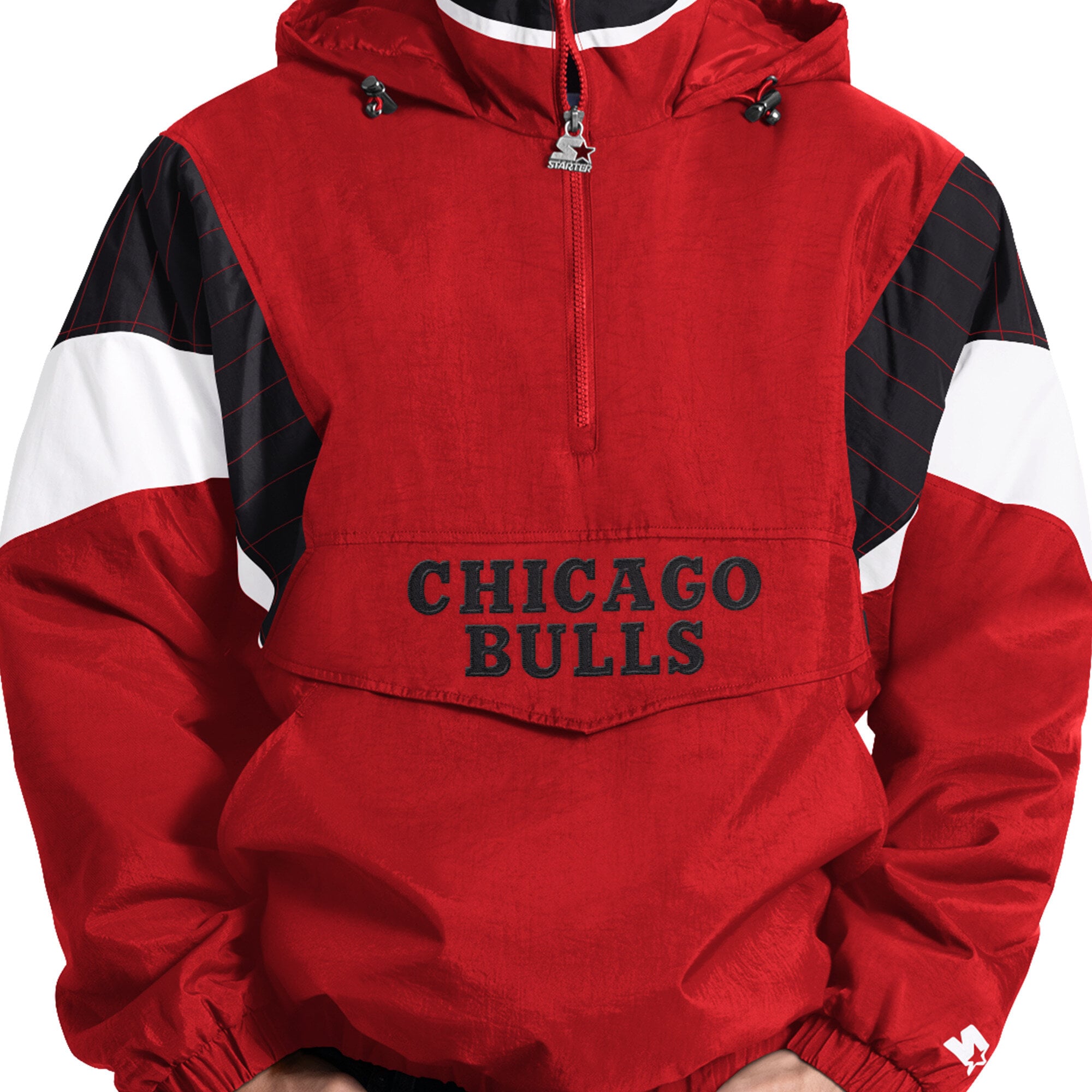 Veste à capuche demi-zip Starter rouge Chicago Bulls pour homme