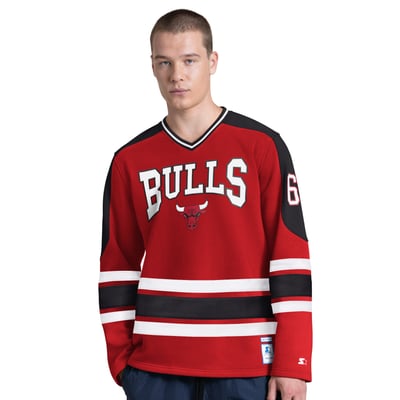 Chicago Bulls Starter Puck Drop Long Sleeve V-Neck T-Shirt - Red