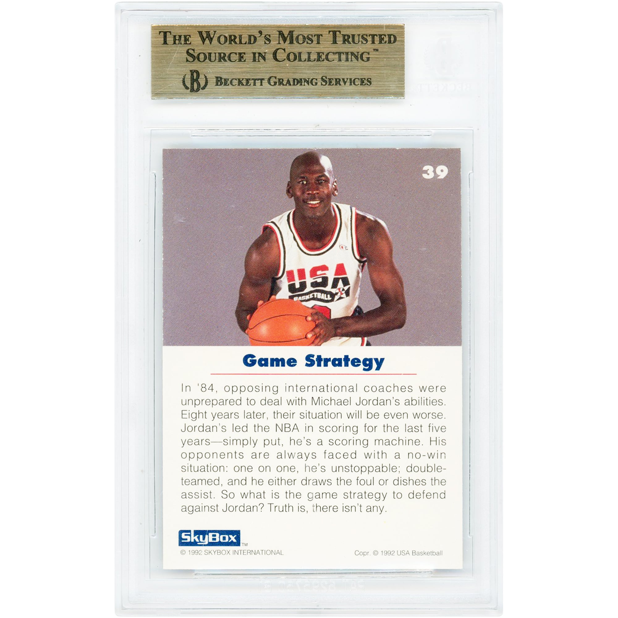 Carte Michael Jordan Chicago Bulls 1992 Skybox USA n° authentifiée BGS 9.5 - Sous-notes 9.5, 9.5, 9,10