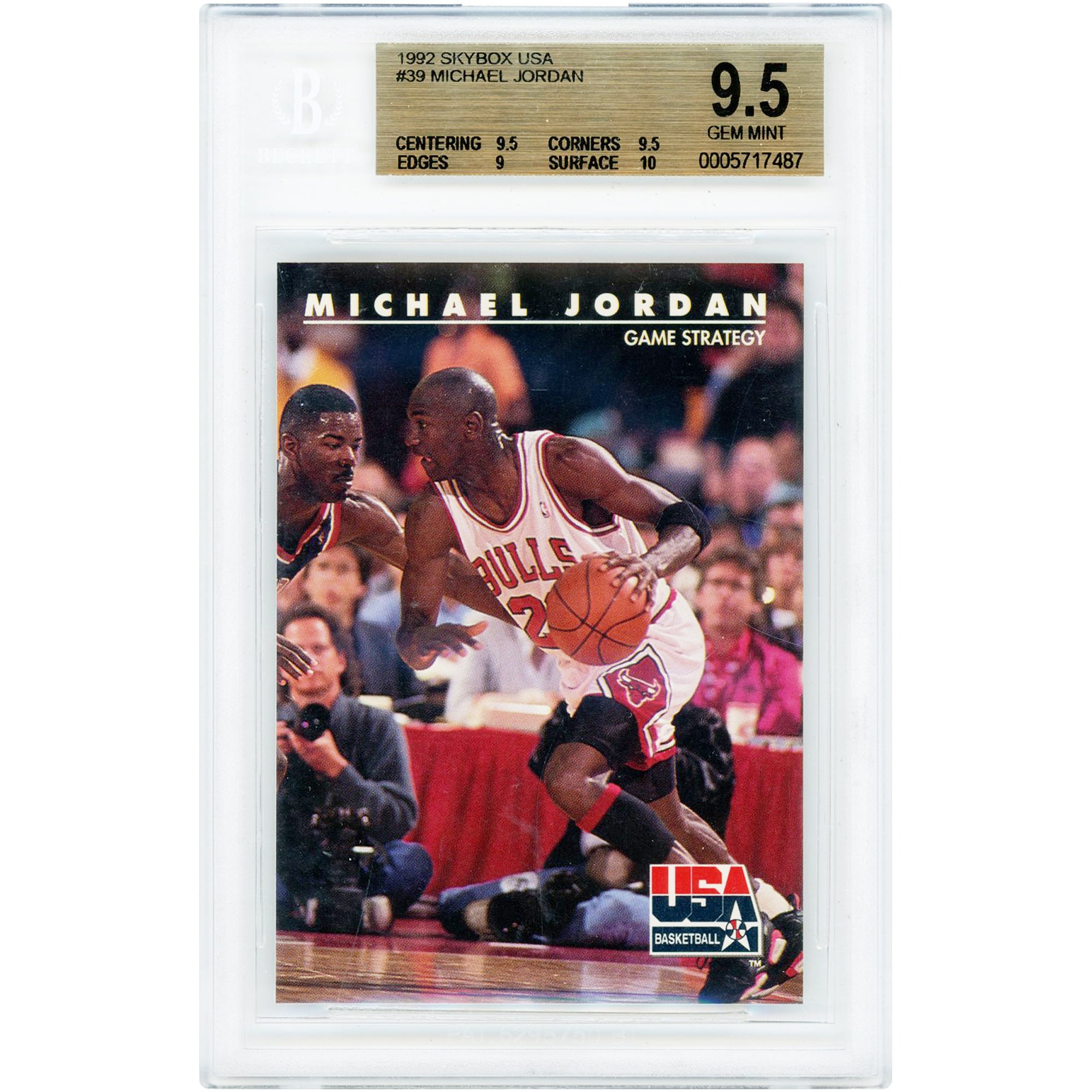 Carte Michael Jordan Chicago Bulls 1992 Skybox USA n° authentifiée BGS 9.5 - Sous-notes 9.5, 9.5, 9,10