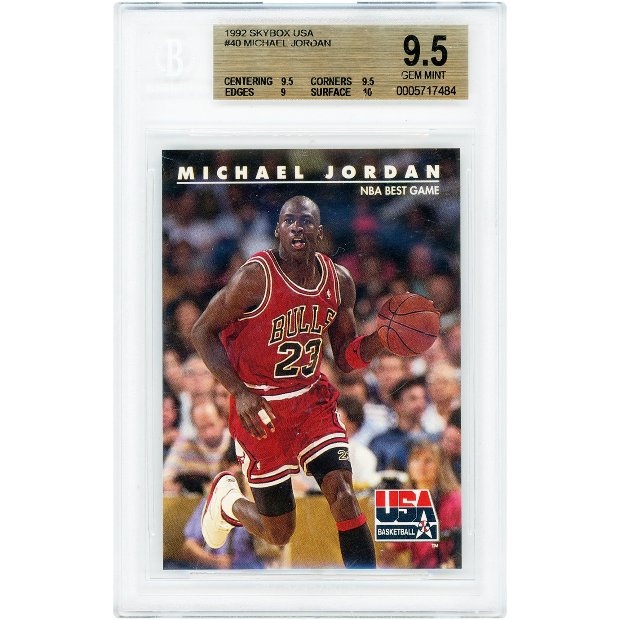 Michael Jordan Chicago Bulls 1992 Skybox USA #40 BGS Authenticated 9.5 Card - 9.5,9.5,9,10 Subgrades