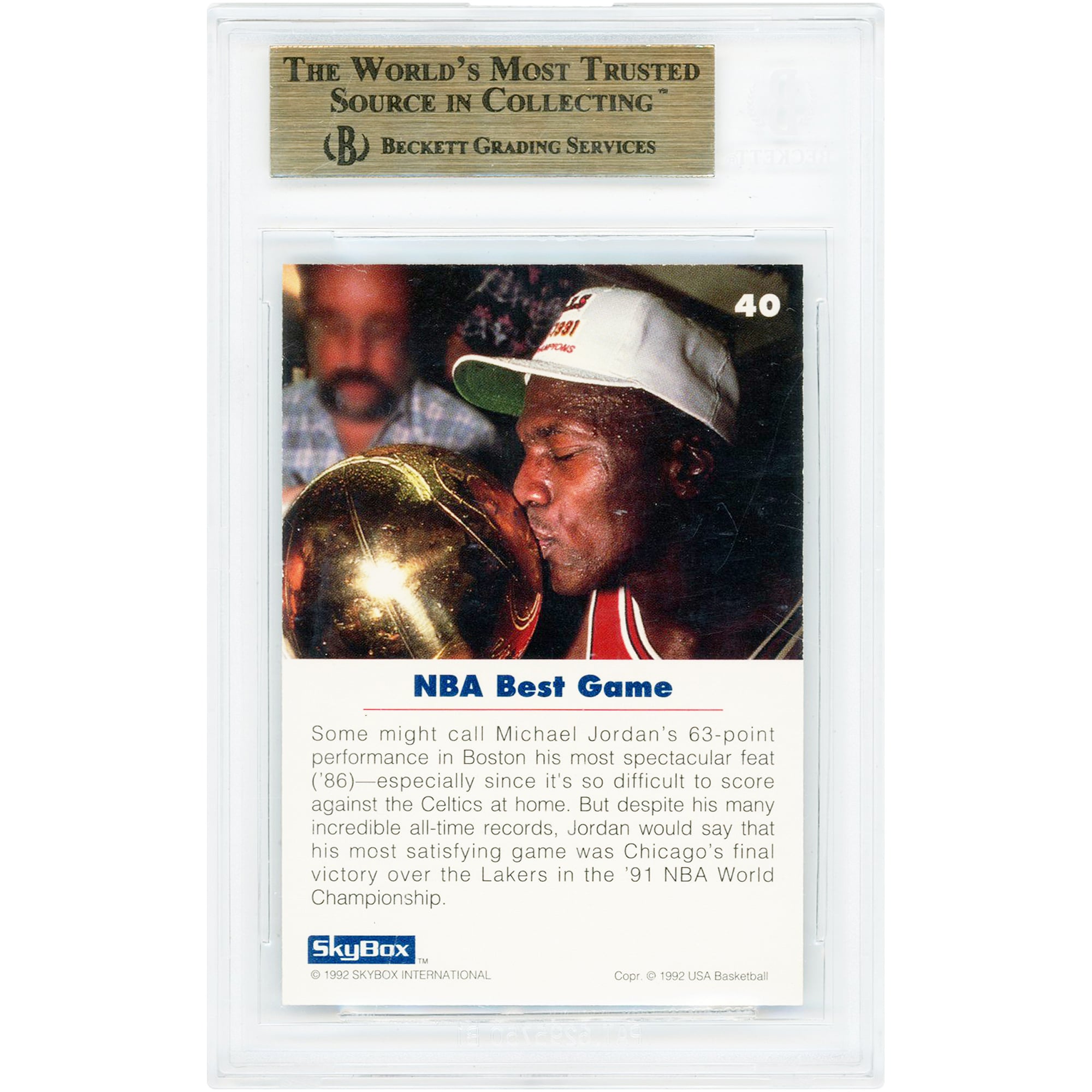 Michael Jordan Chicago Bulls 1992 Skybox USA #40 BGS Authenticated 9.5 Card - 9.5,9.5,9,10 Subgrades