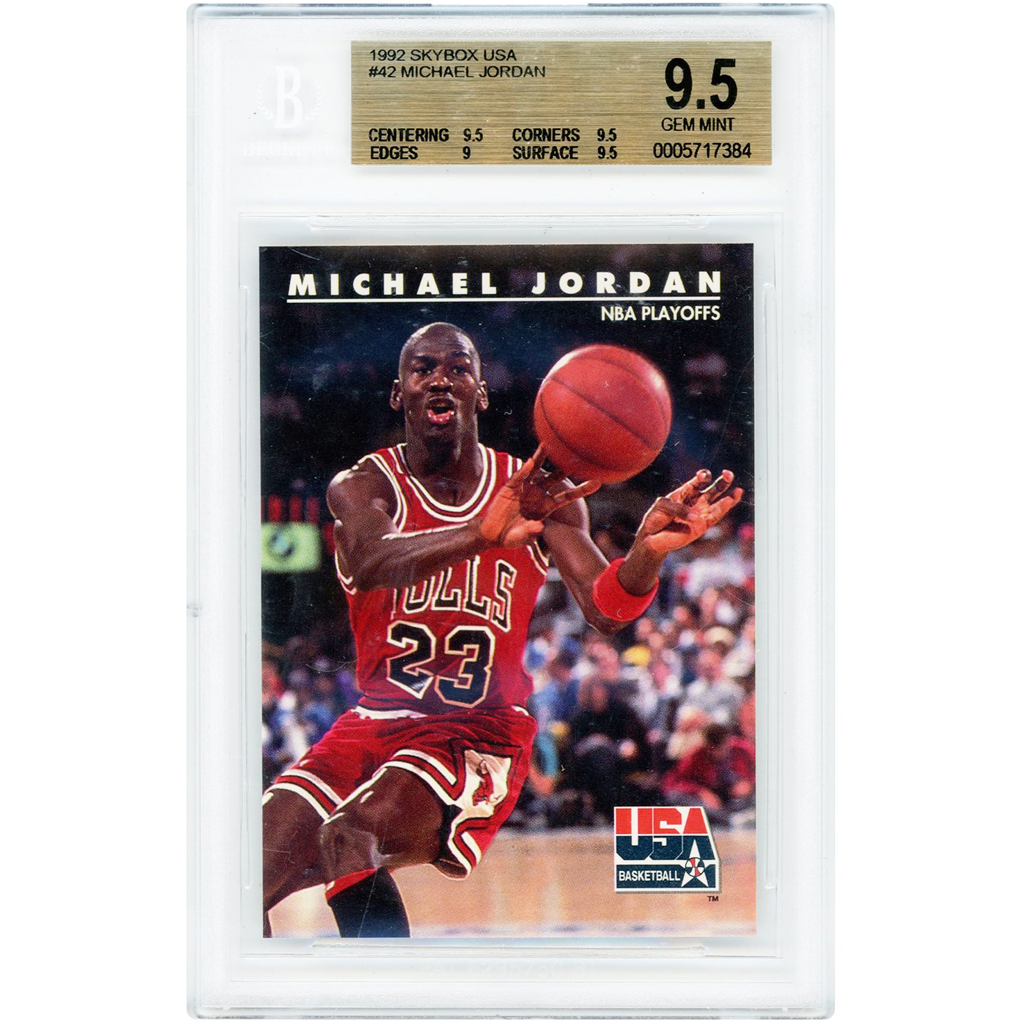 Carte Michael Jordan Chicago Bulls 1992 Skybox USA n° authentifiée BGS .5 - Sous-notes .5, .5